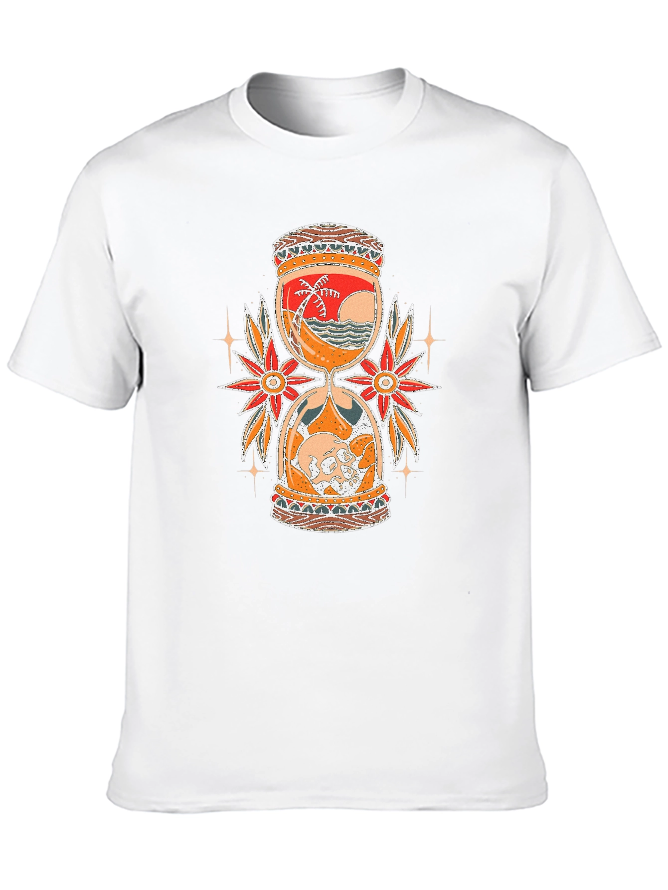 Hourglass Graphic Tee - Beach & Skull Design