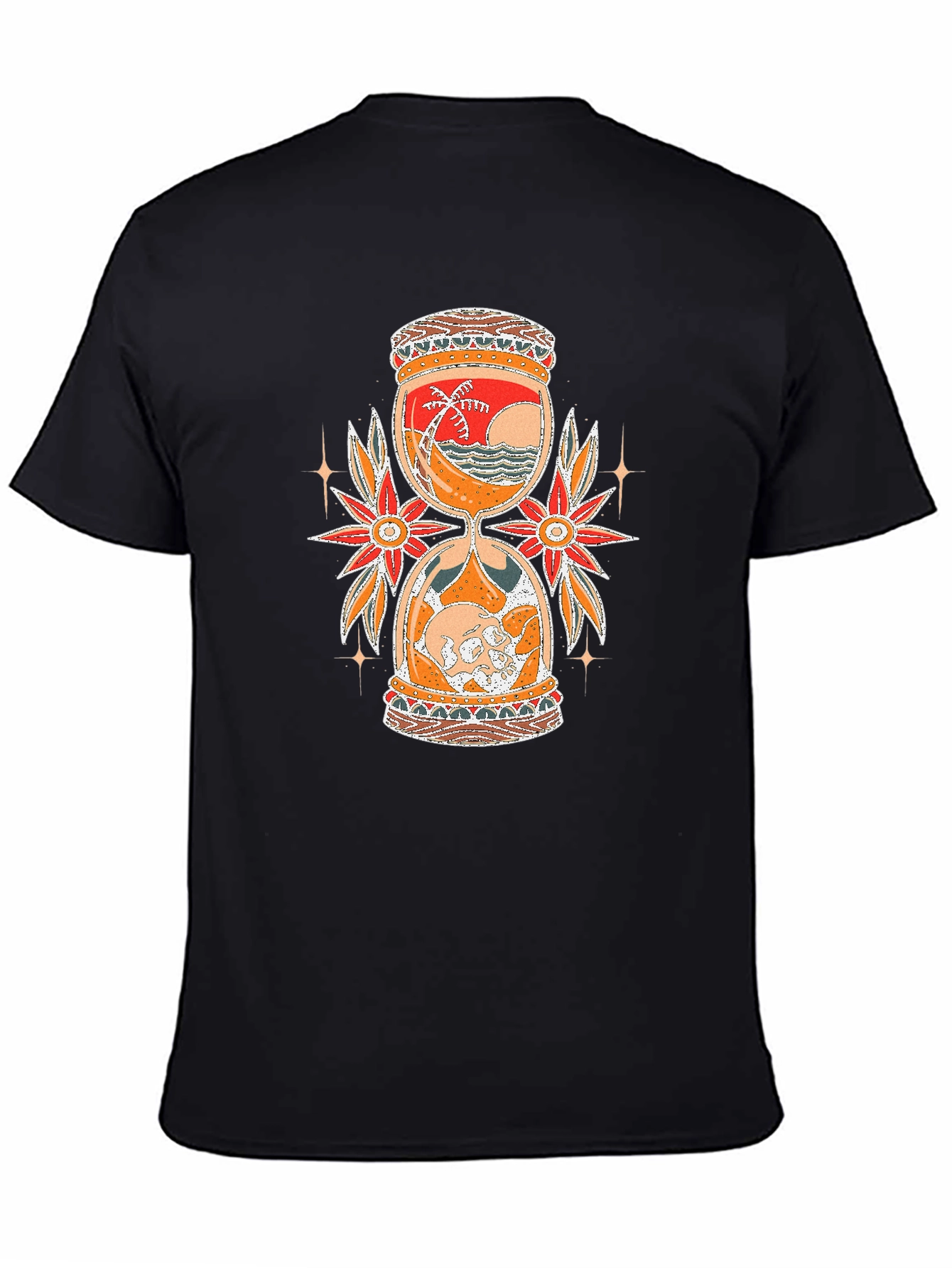 Hourglass Graphic Tee - Beach & Skull Design