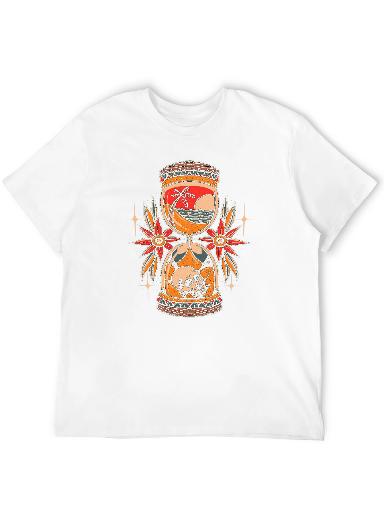 Hourglass Graphic Tee - Beach & Skull Design