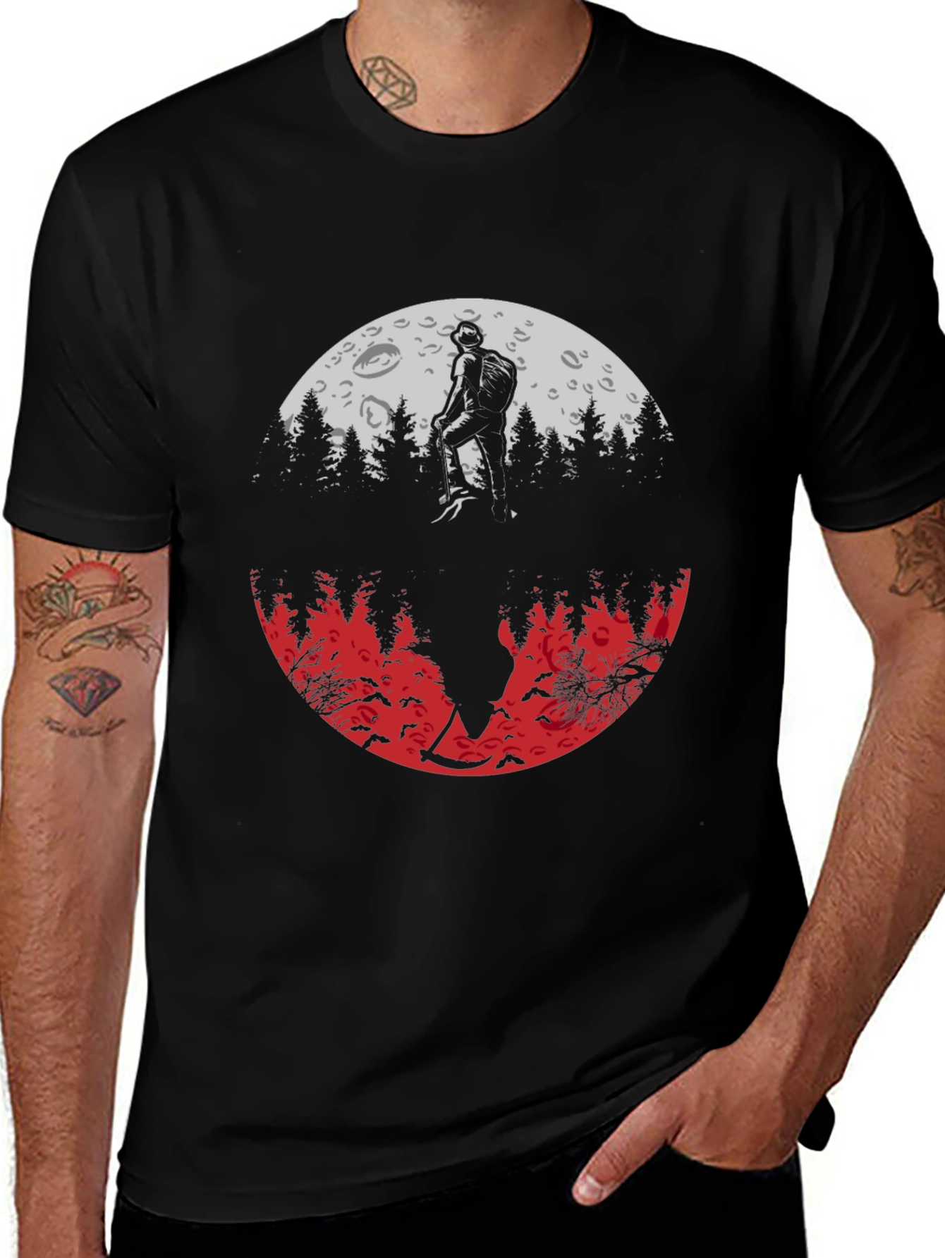 Hiking Reaper Graphic Tee - Stylish Black T-Shirt