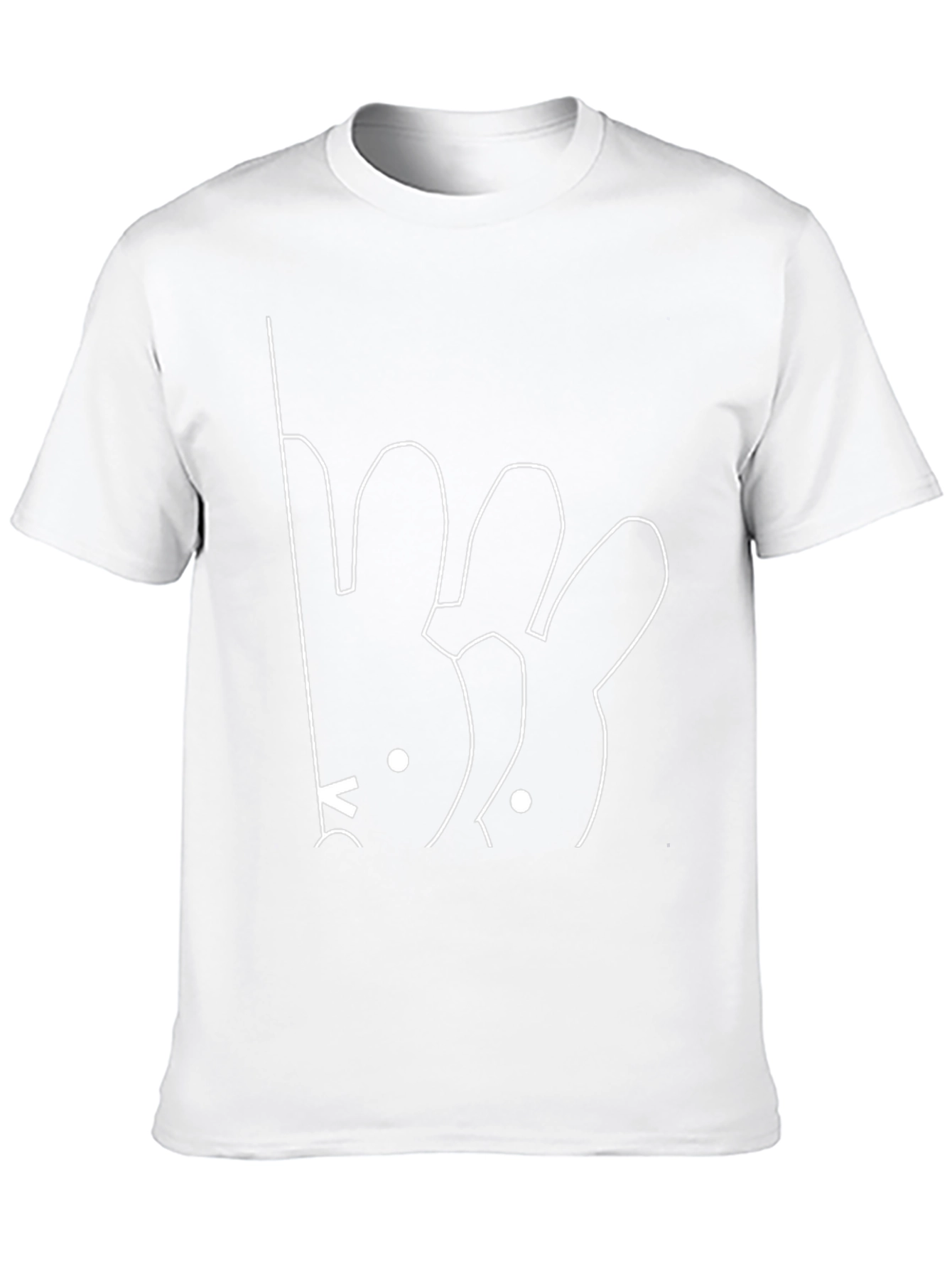 Minimalist Bunny Line Art Black T-Shirt