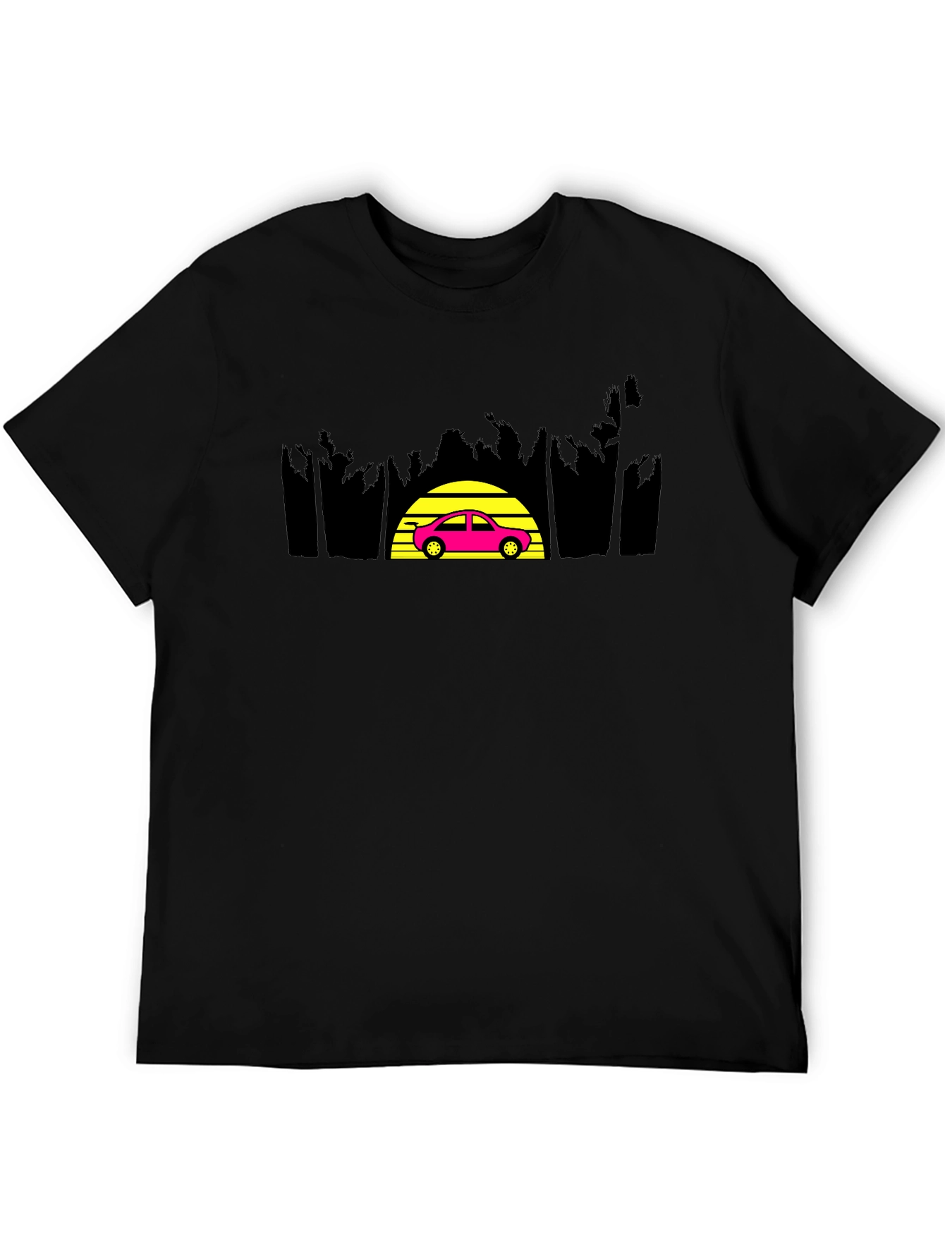 Retro Sunset Car Graphic Tee - Classic Style
