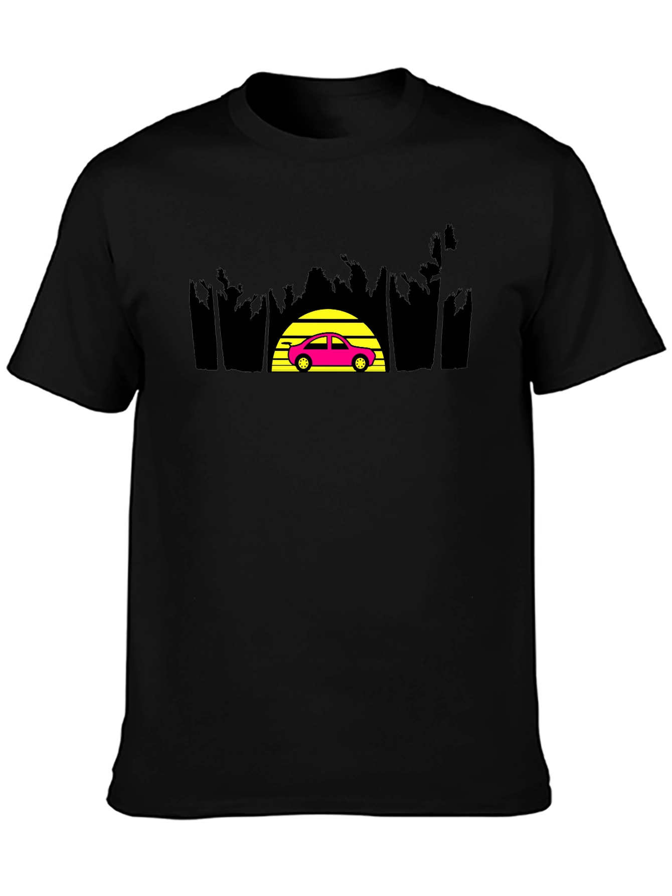Retro Sunset Car Graphic Tee - Classic Style