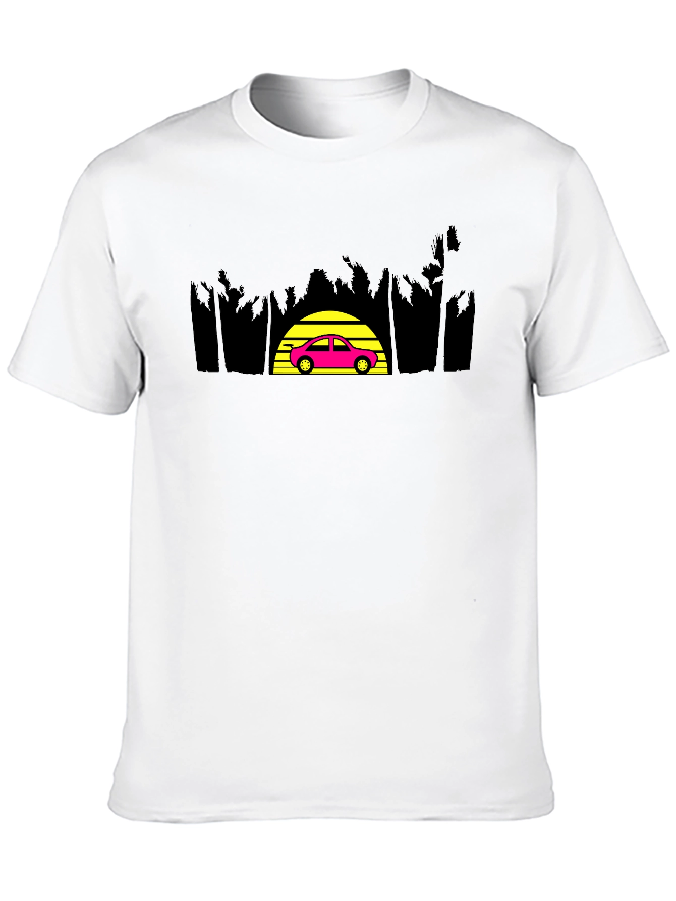Retro Sunset Car Graphic Tee - Classic Style