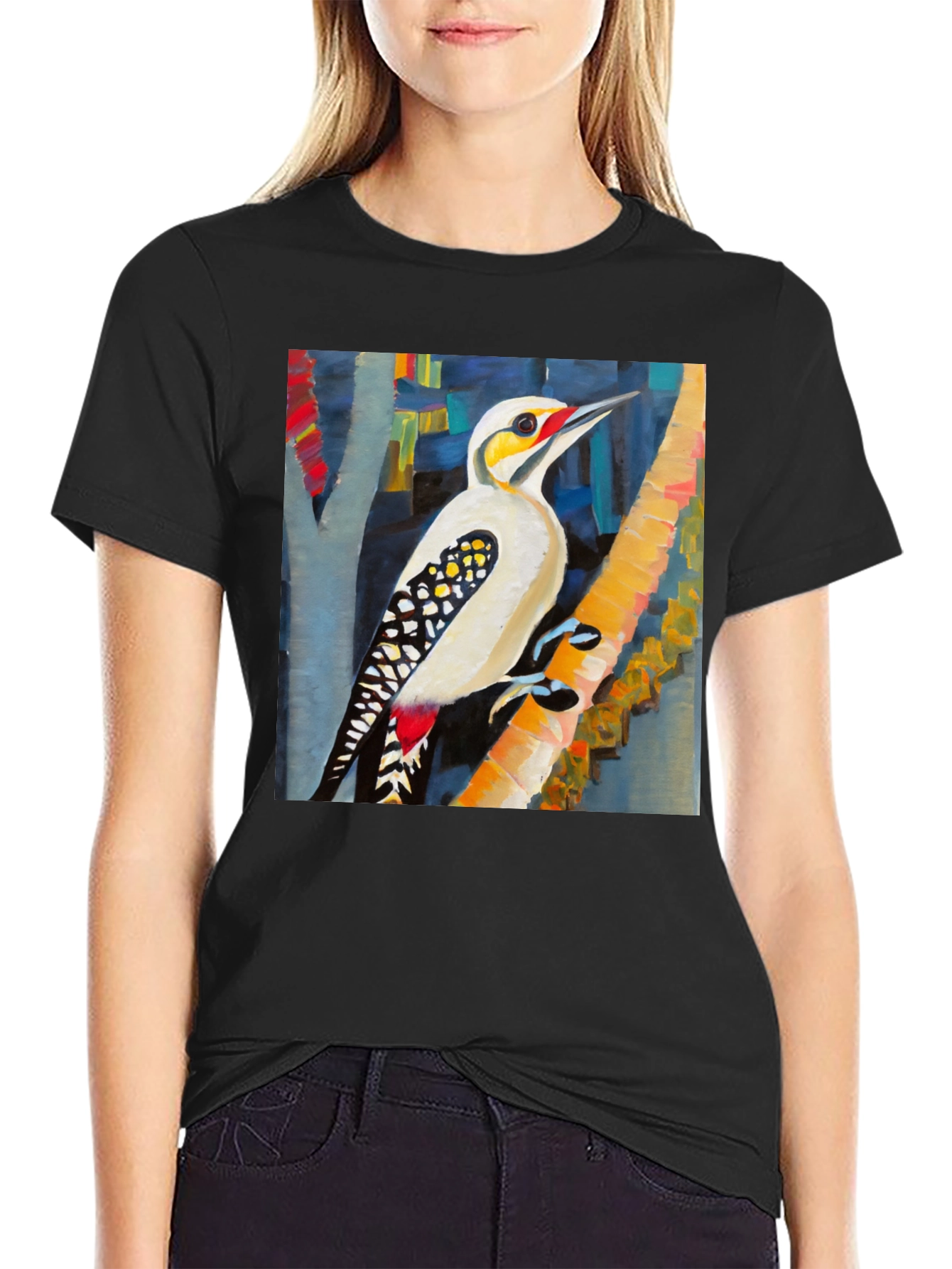 Woodpecker Art T-Shirt - Nature Inspired Design