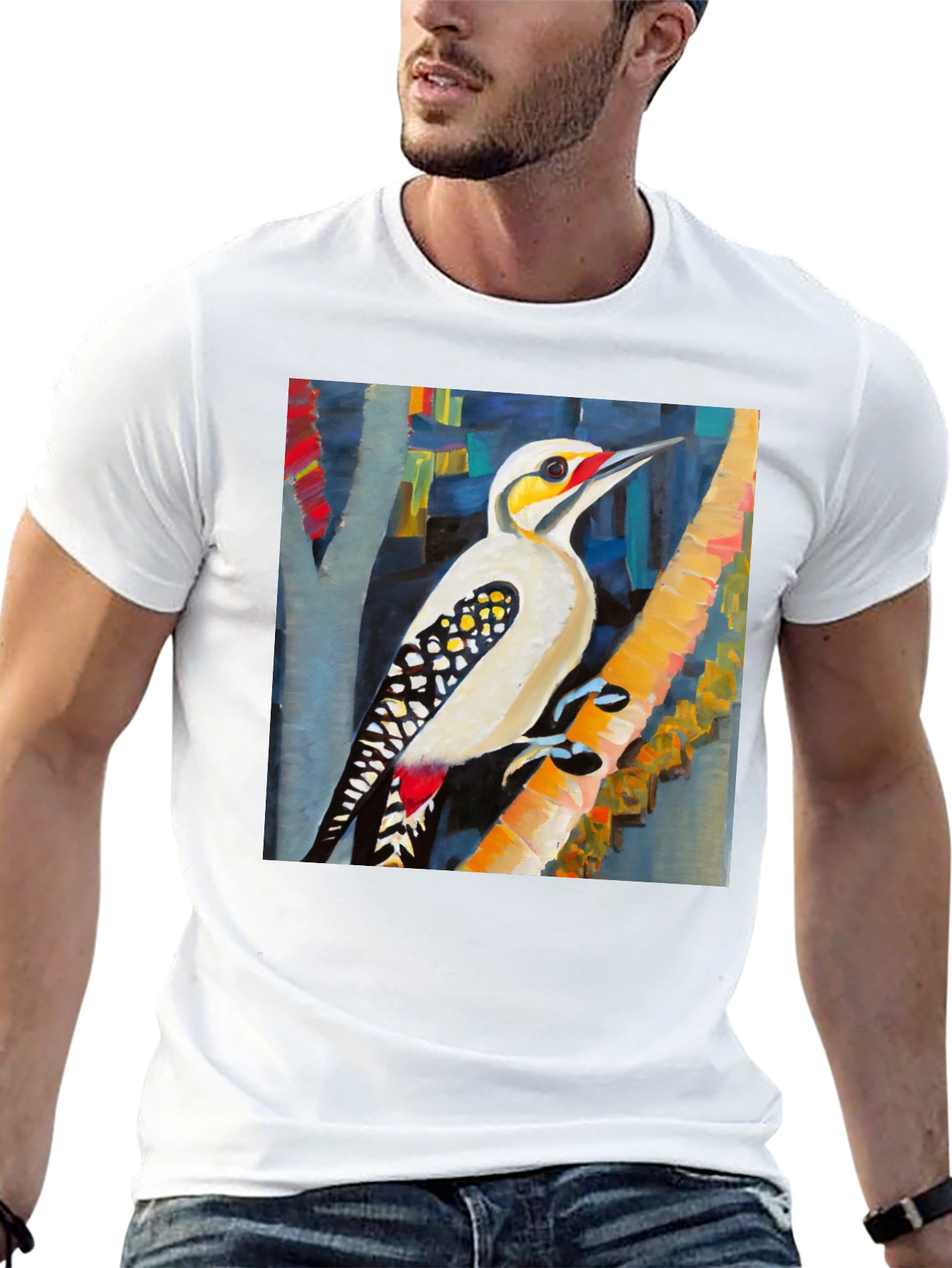 Woodpecker Art T-Shirt - Nature Inspired Design