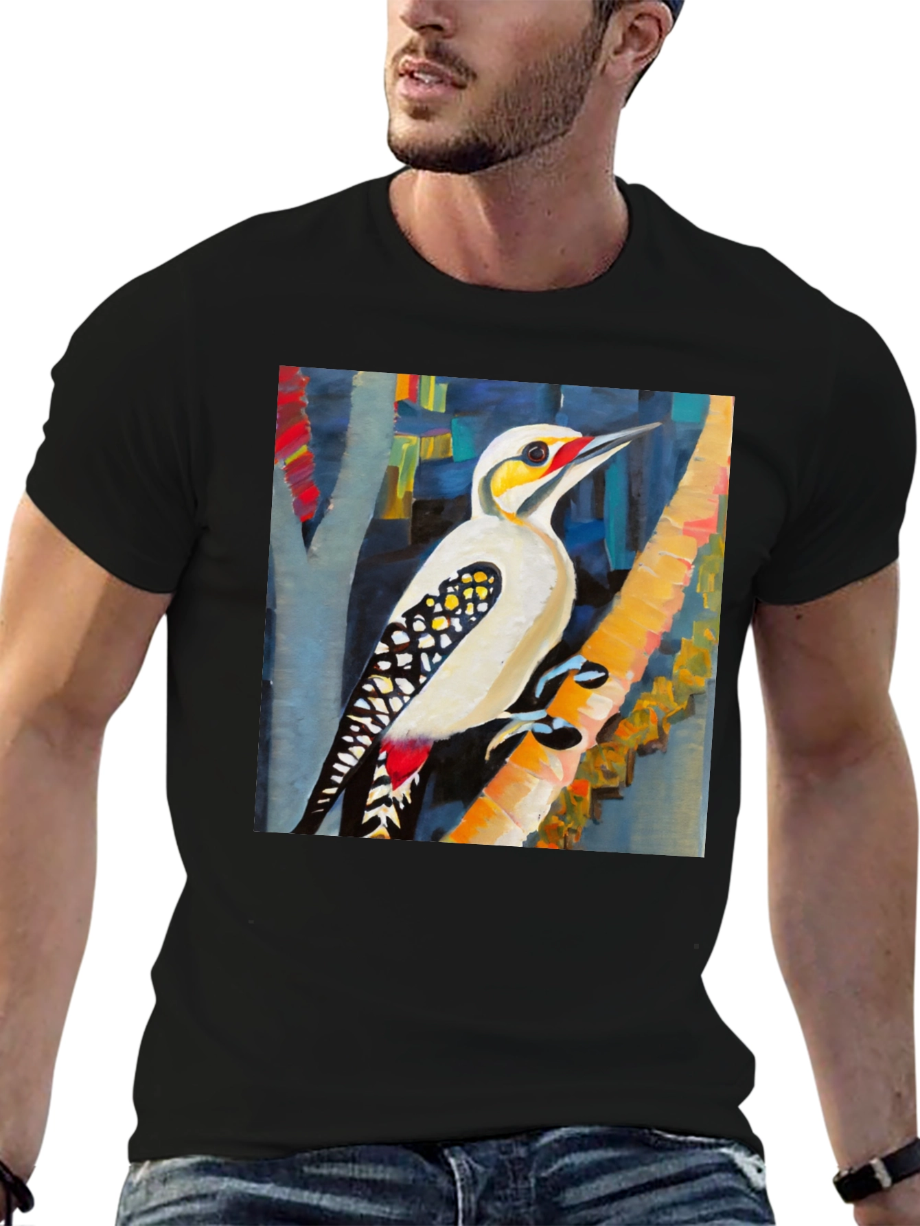 Woodpecker Art T-Shirt - Nature Inspired Design