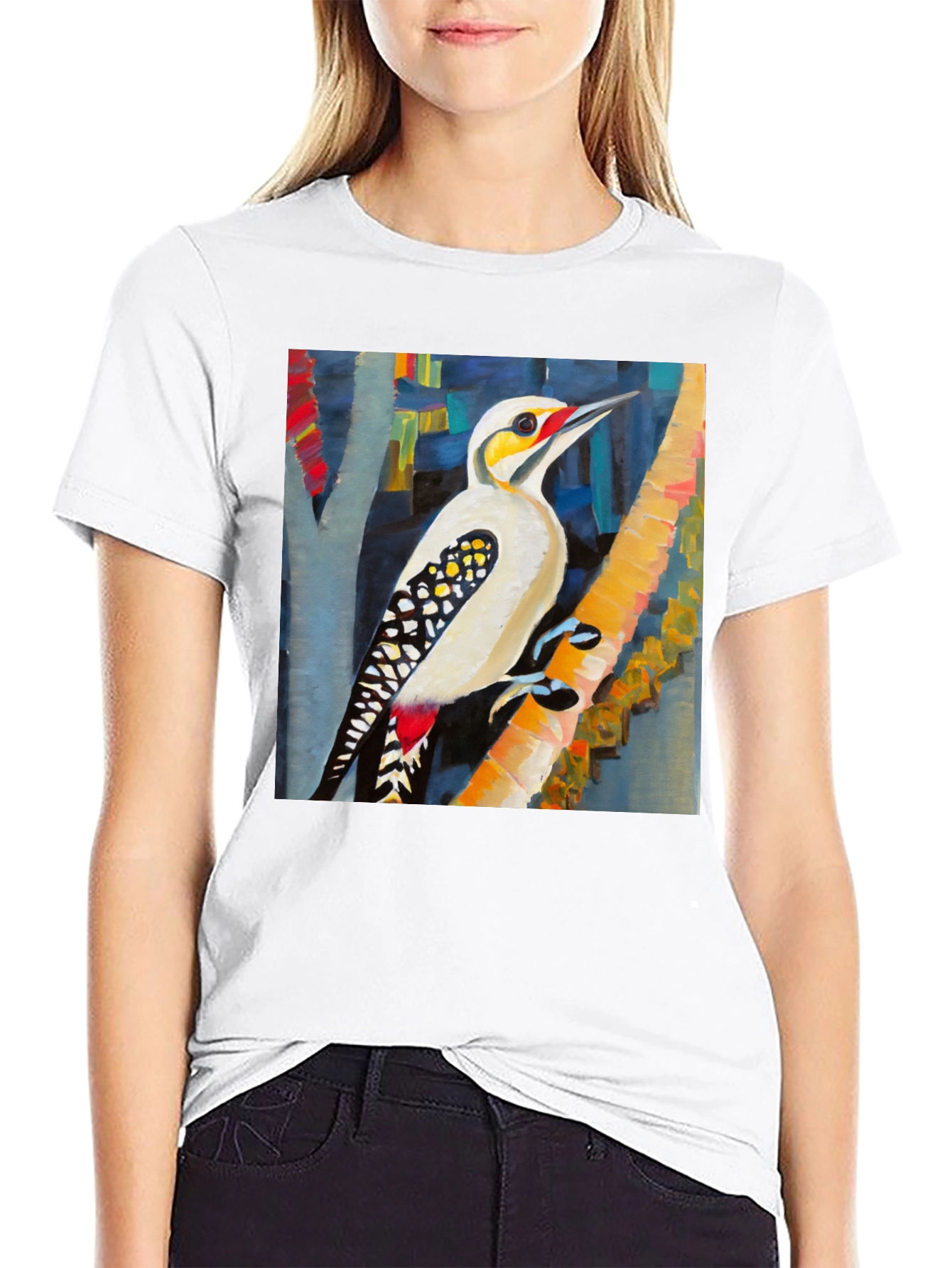 Woodpecker Art T-Shirt - Nature Inspired Design