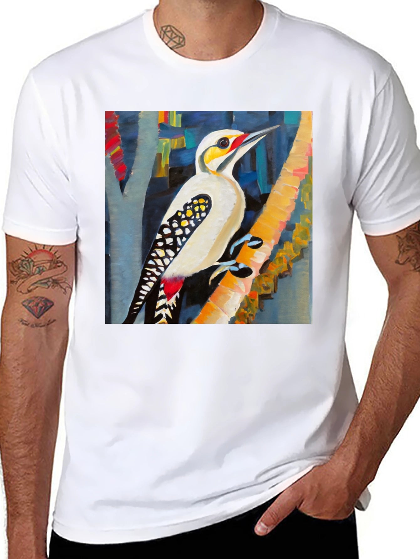 Woodpecker Art T-Shirt - Nature Inspired Design