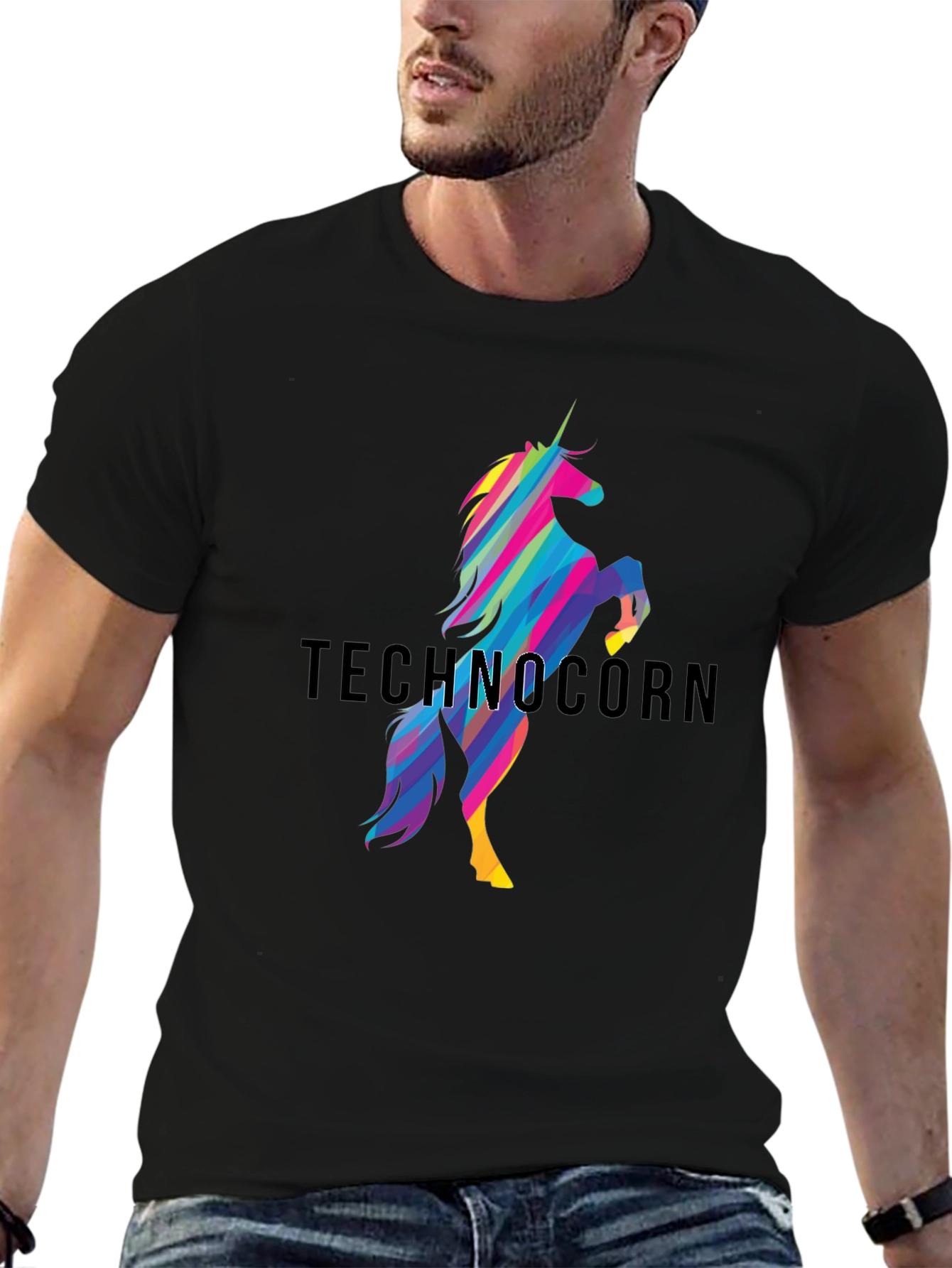 Technocorn Black Graphic T-Shirt