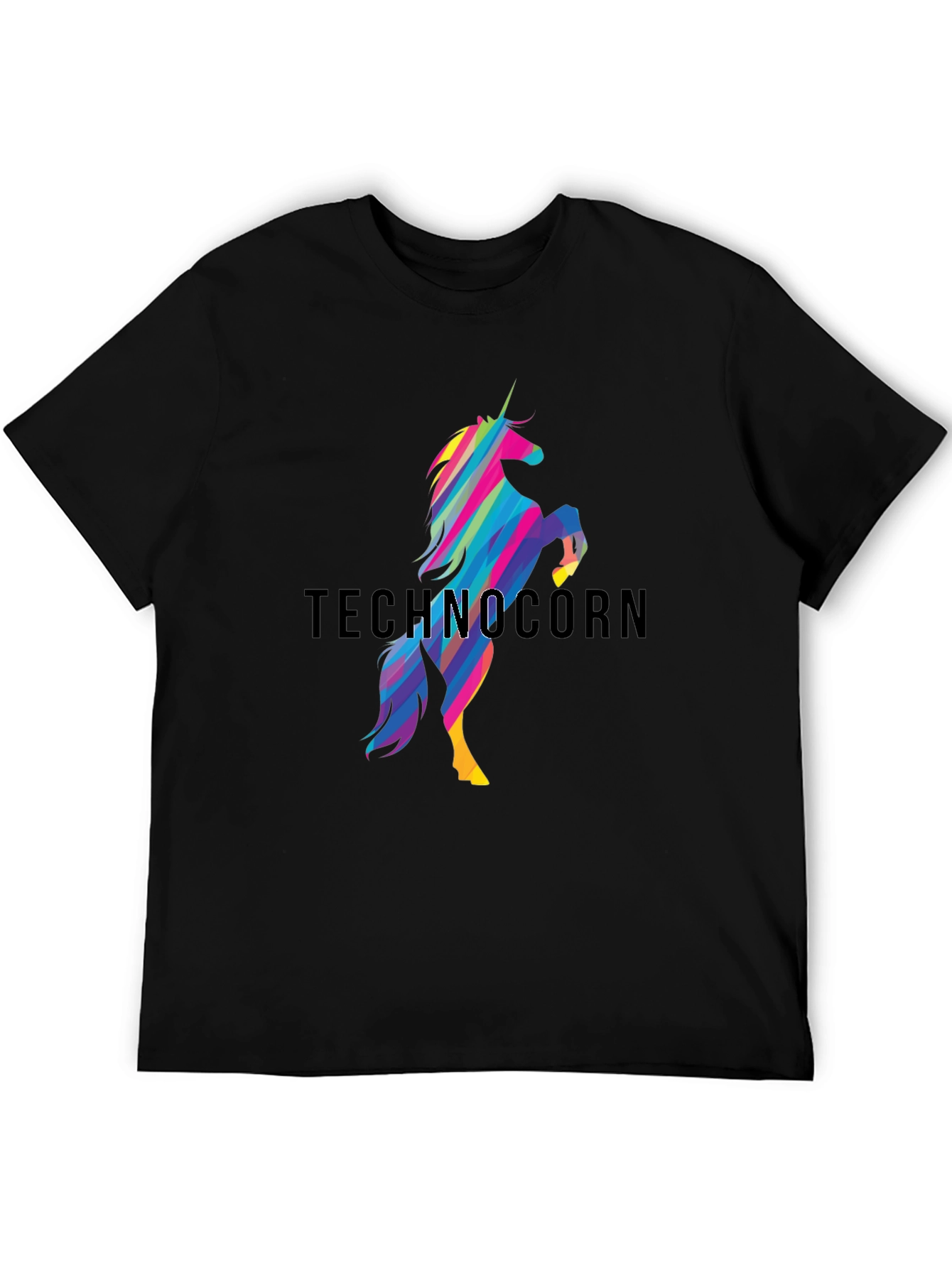 Technocorn Black Graphic T-Shirt