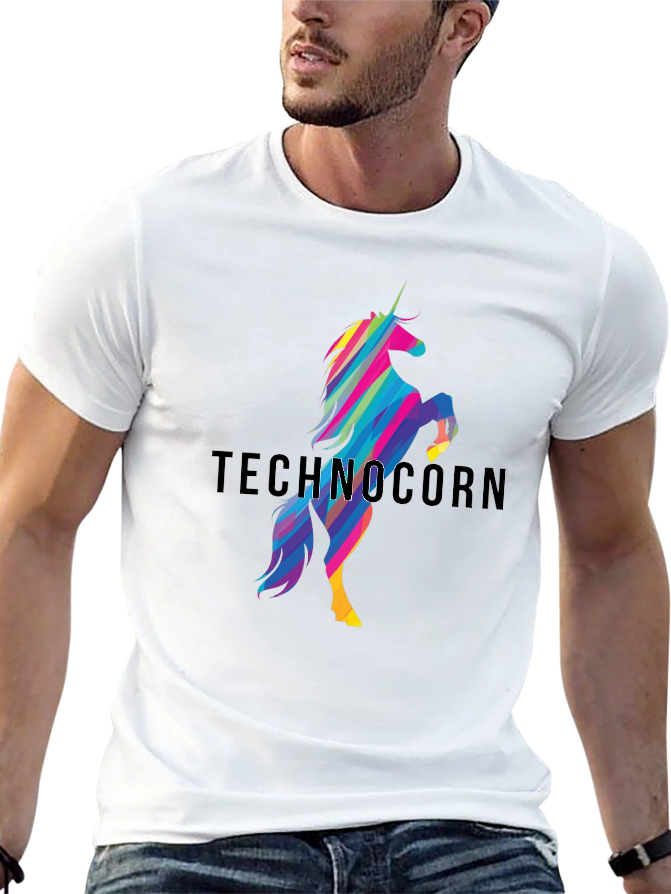 Technocorn Black Graphic T-Shirt
