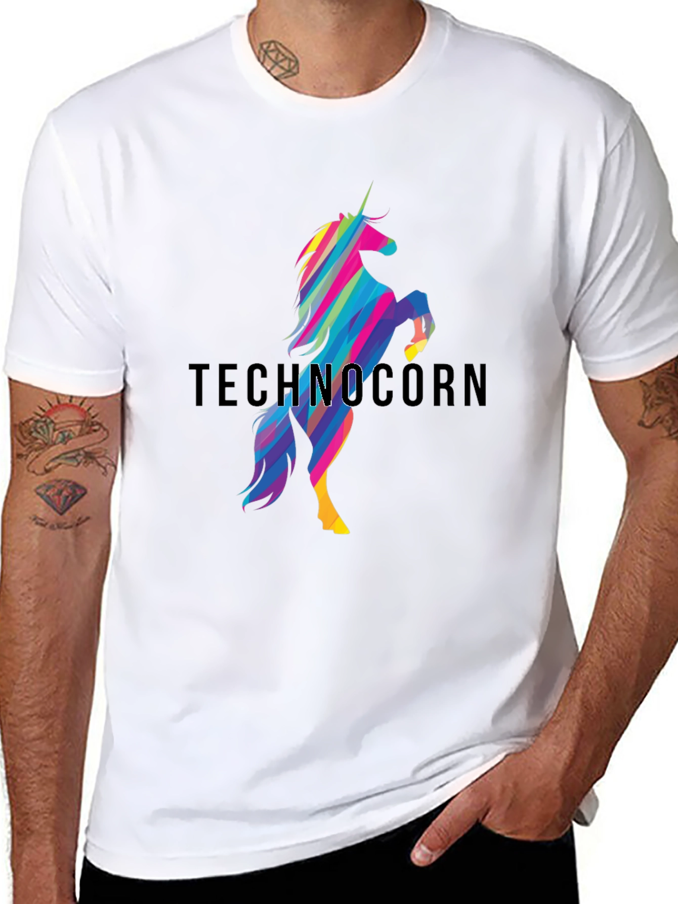 Technocorn Black Graphic T-Shirt