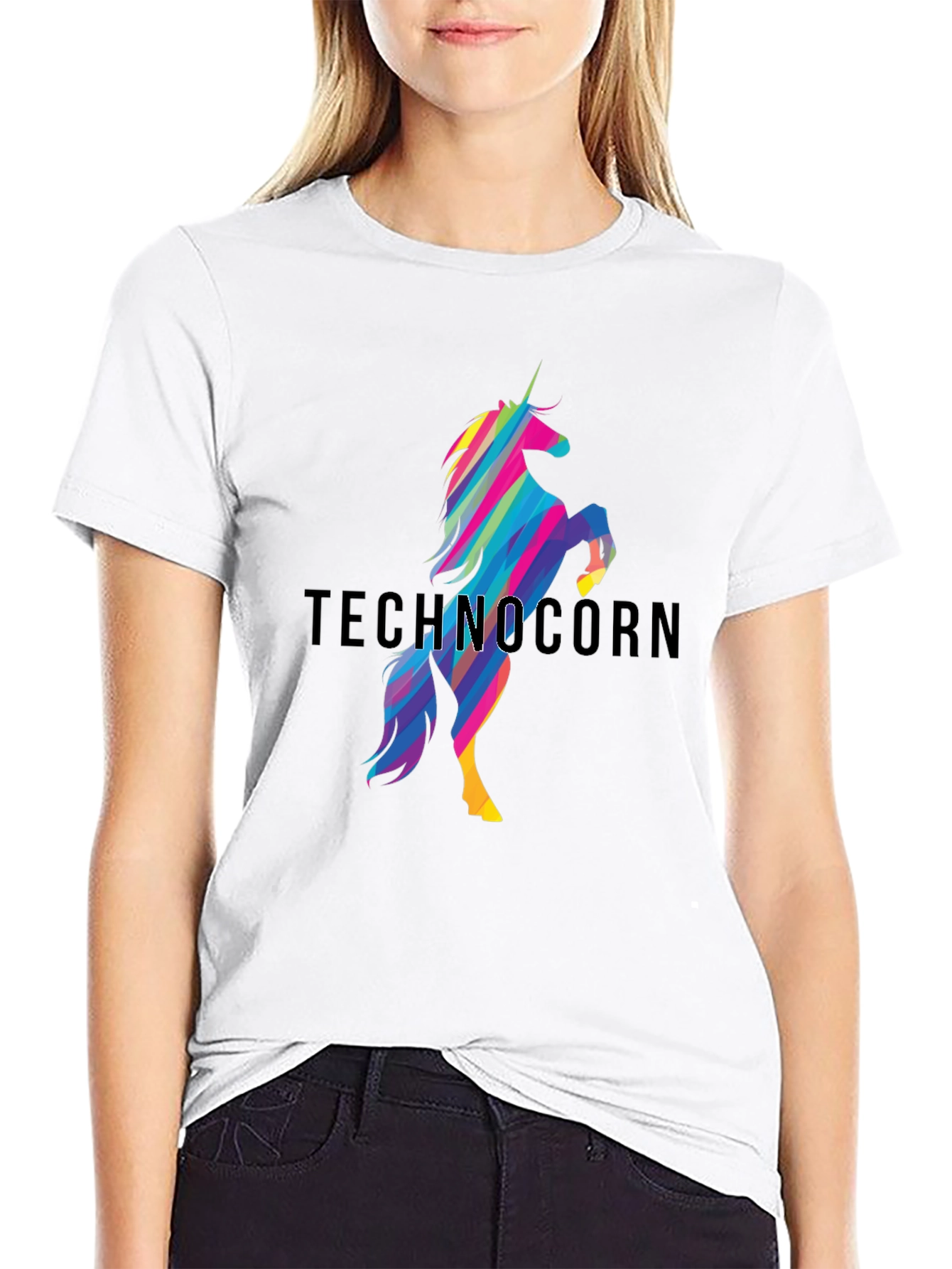 Technocorn Black Graphic T-Shirt