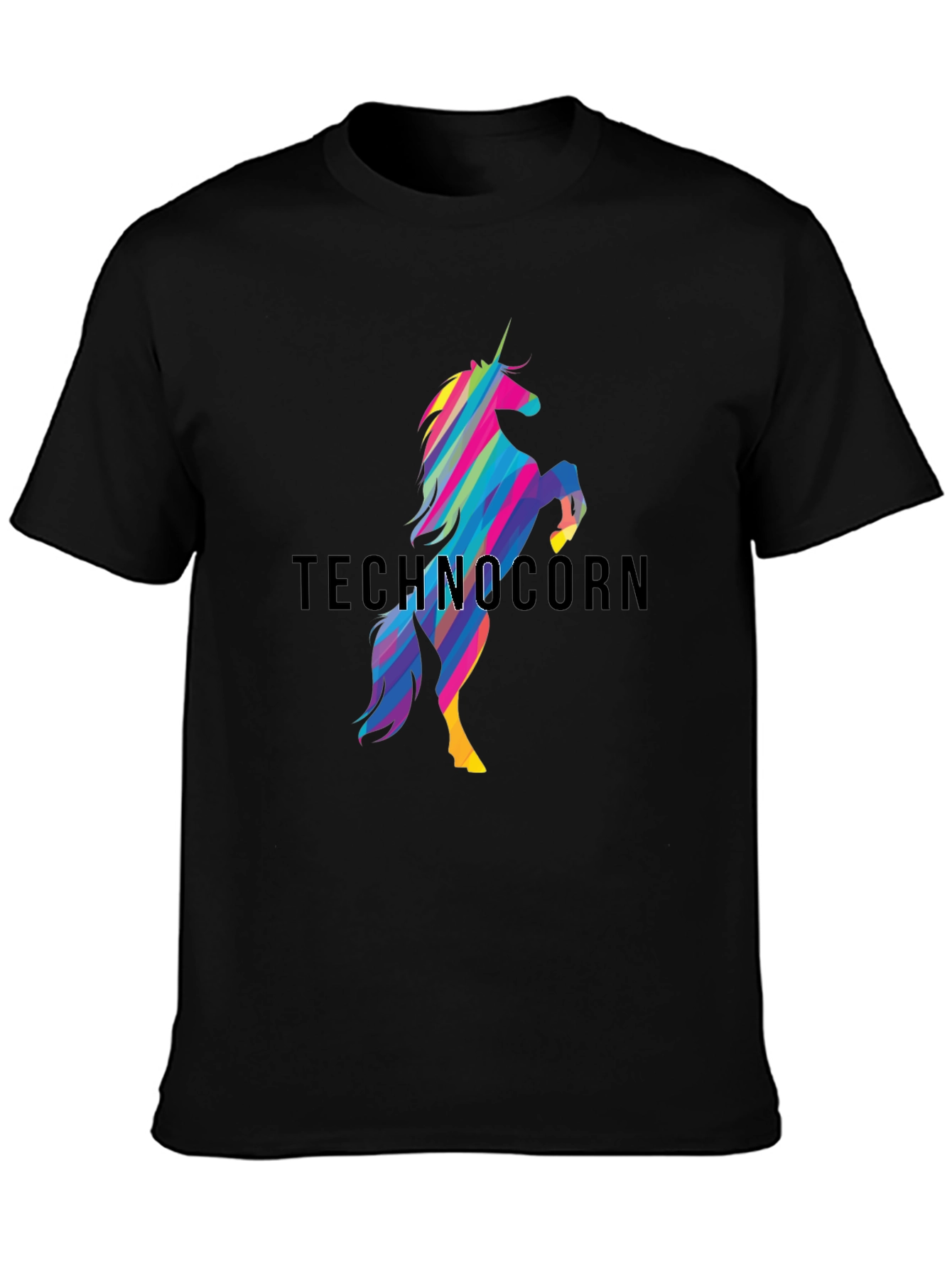 Technocorn Black Graphic T-Shirt