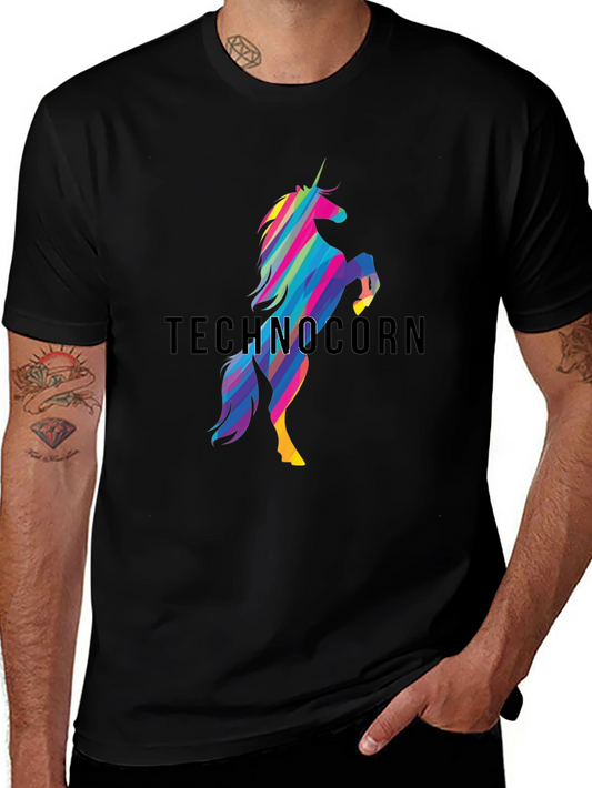 Technocorn Black Graphic T-Shirt