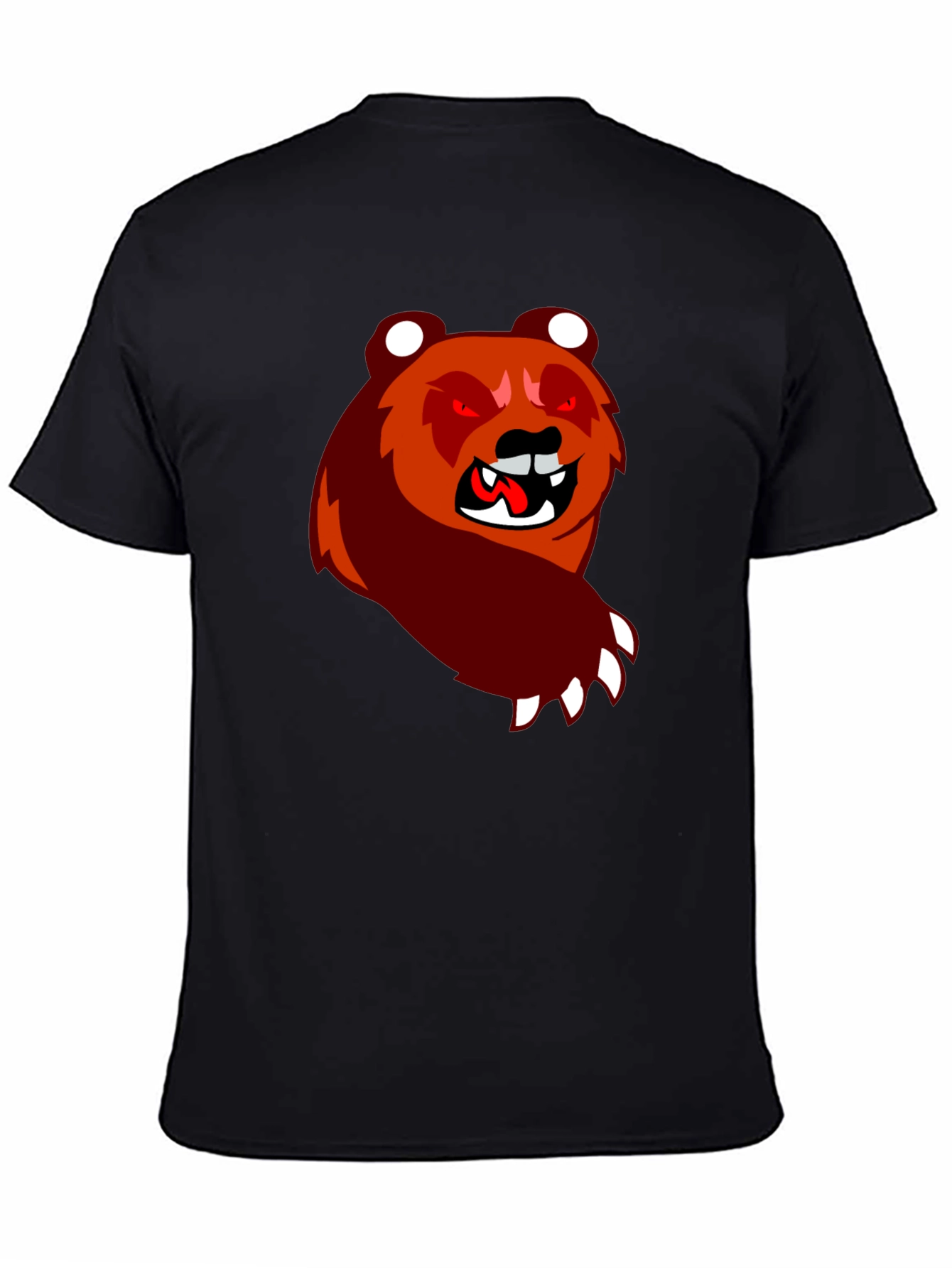 Cartoon Bear Graphic Black T-Shirt