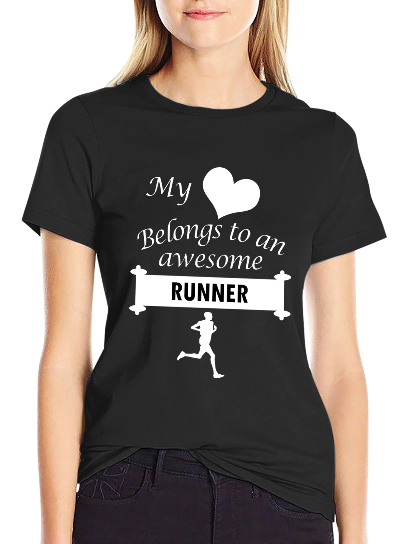My Heart Belongs to a Runner T-Shirt - Black