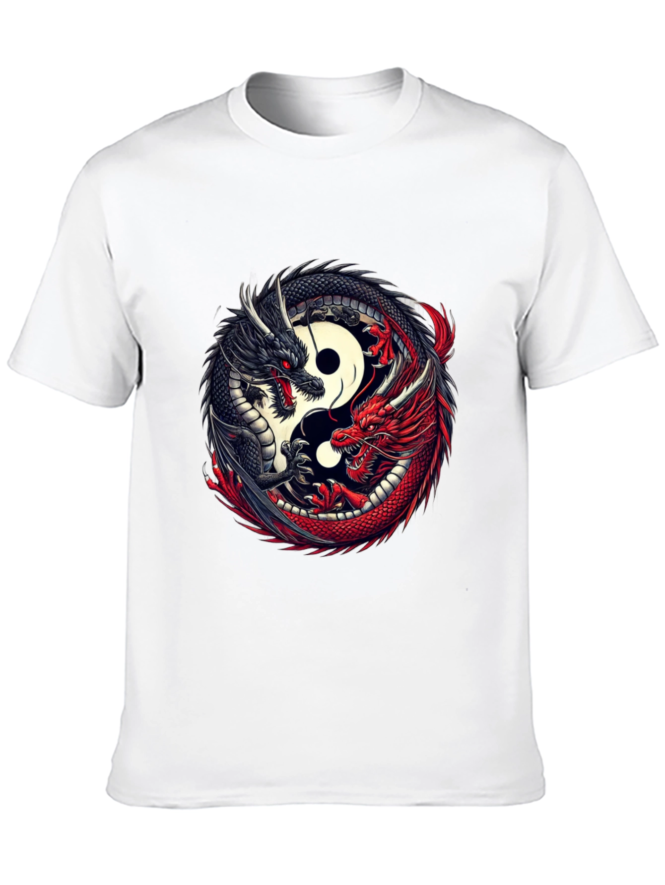 Yin Yang Dragon Graphic T-Shirt - Black