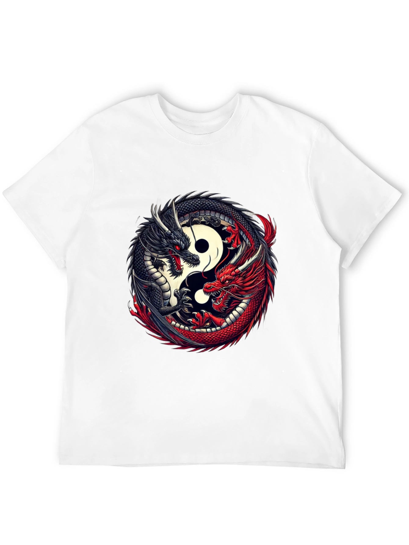 Yin Yang Dragon Graphic T-Shirt - Black