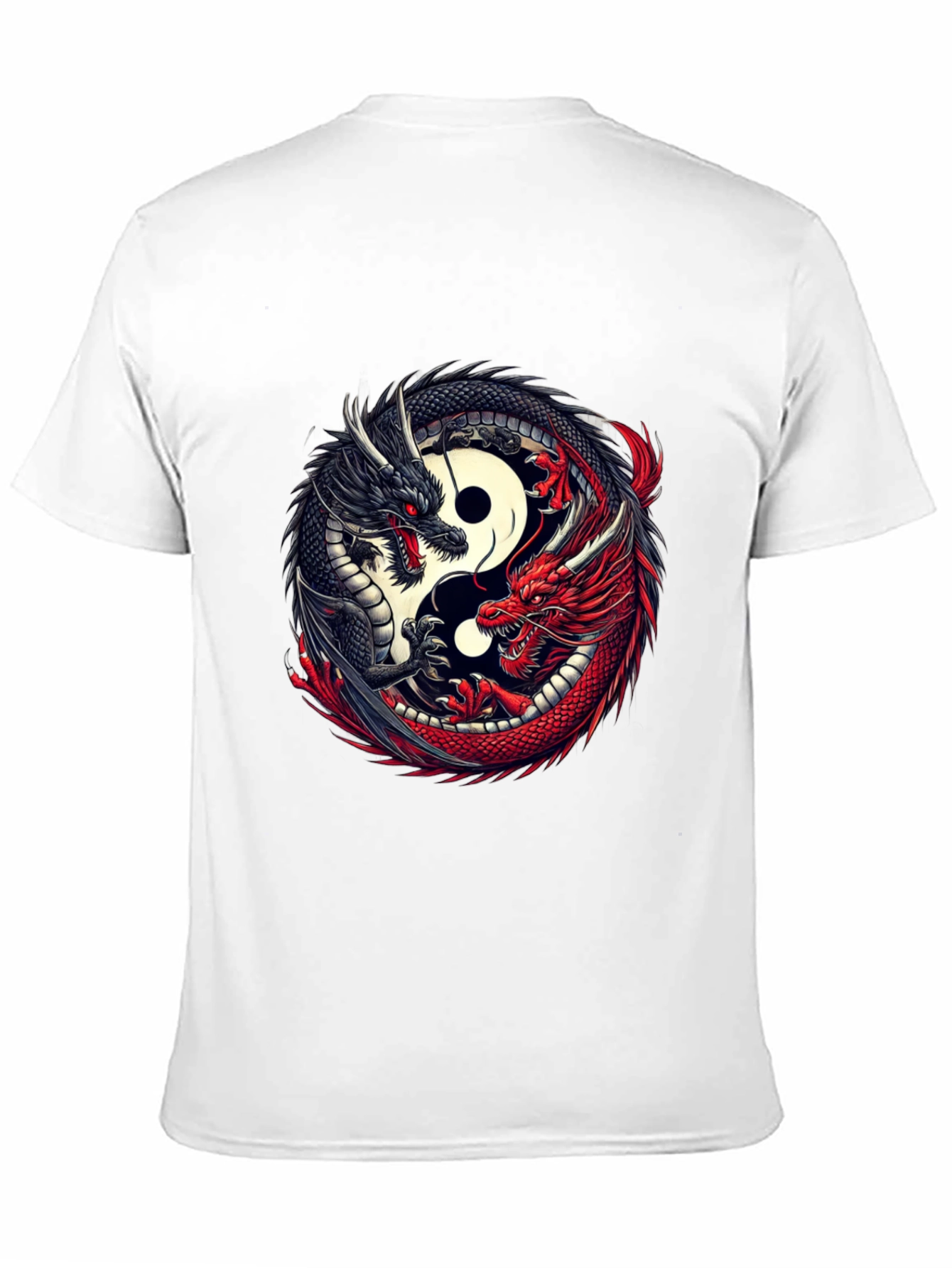 Yin Yang Dragon Graphic T-Shirt - Black