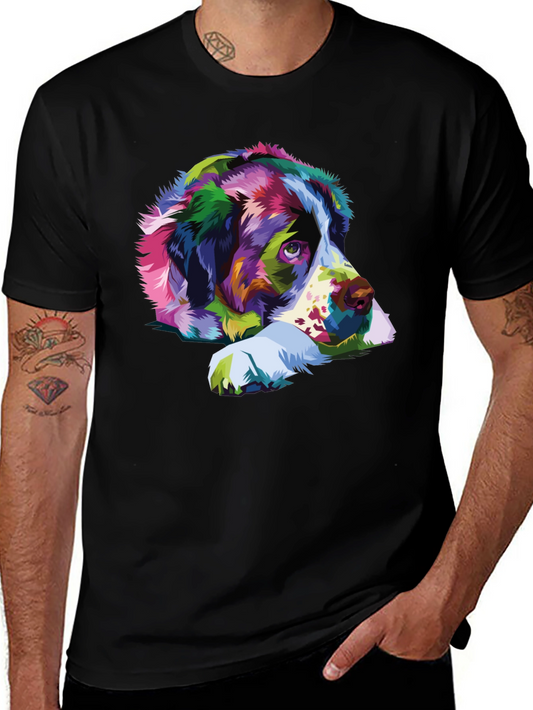 Colorful Dog Portrait Black T-Shirt