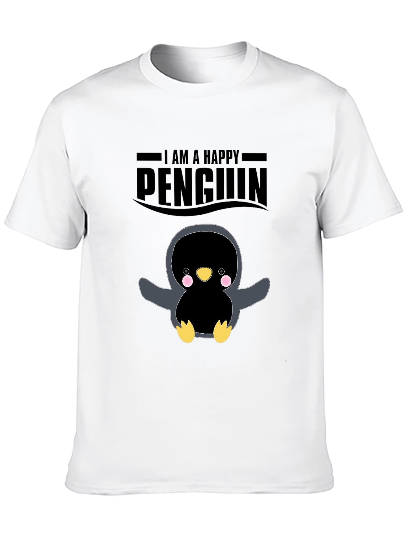 Happy Penguin Graphic Black T-Shirt