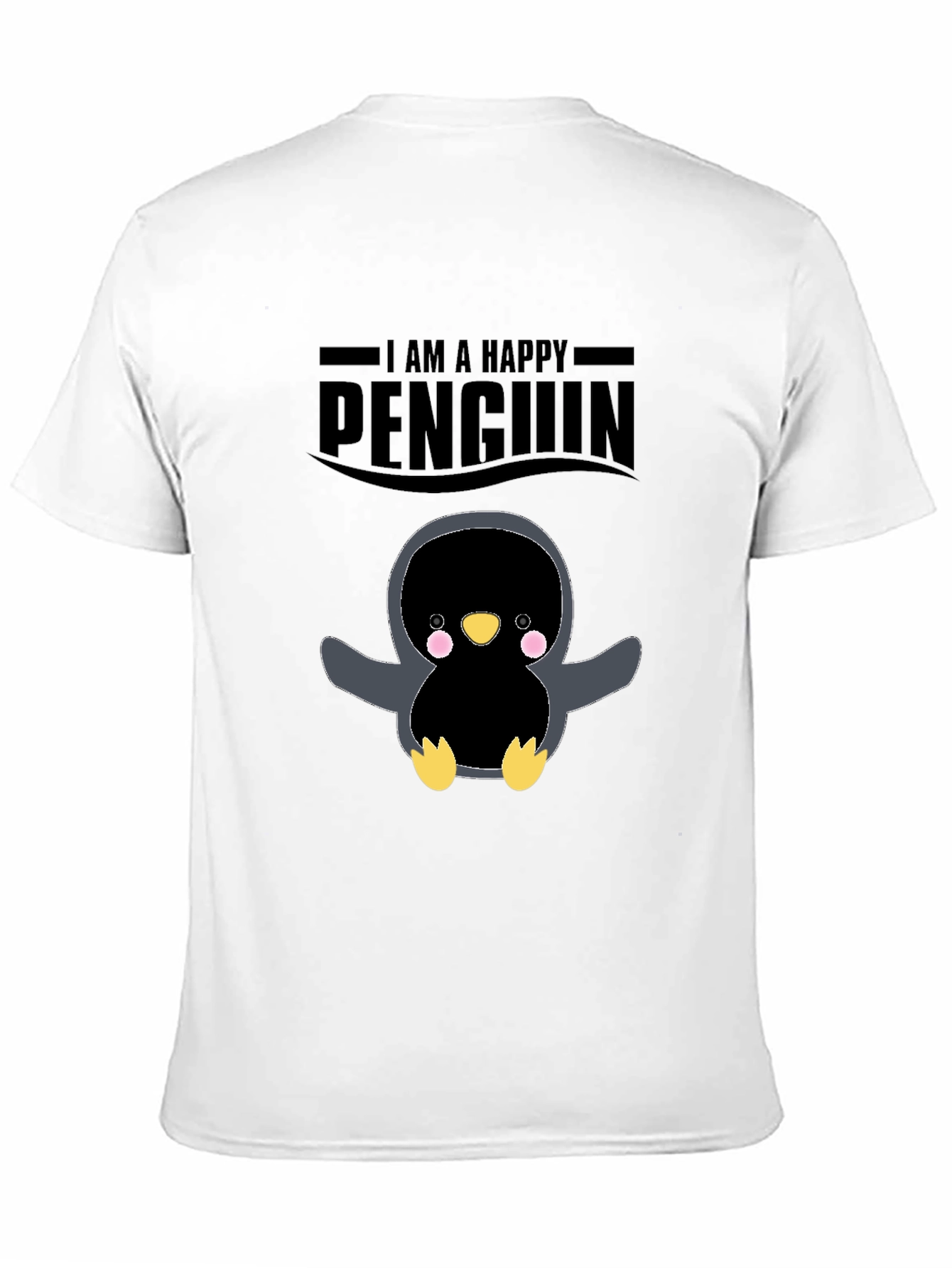 Happy Penguin Graphic Black T-Shirt