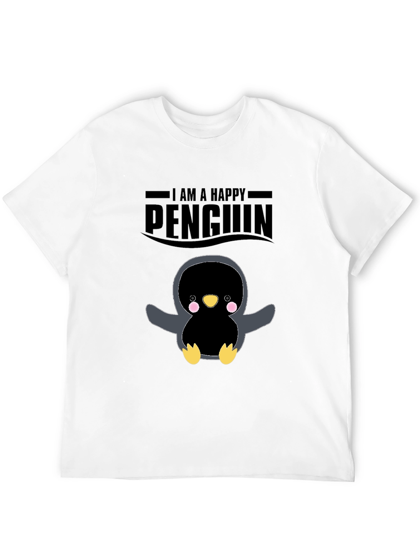 Happy Penguin Graphic Black T-Shirt