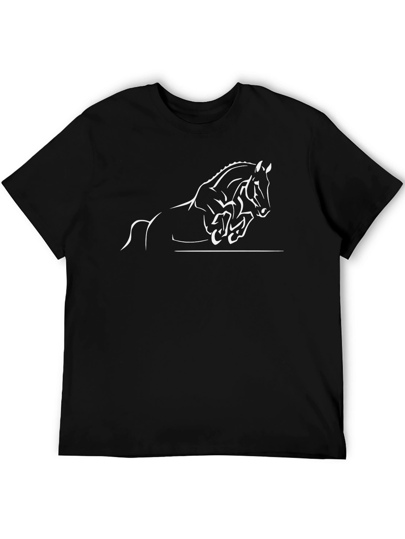 Horse Graphic Tee - Black Cotton T-Shirt