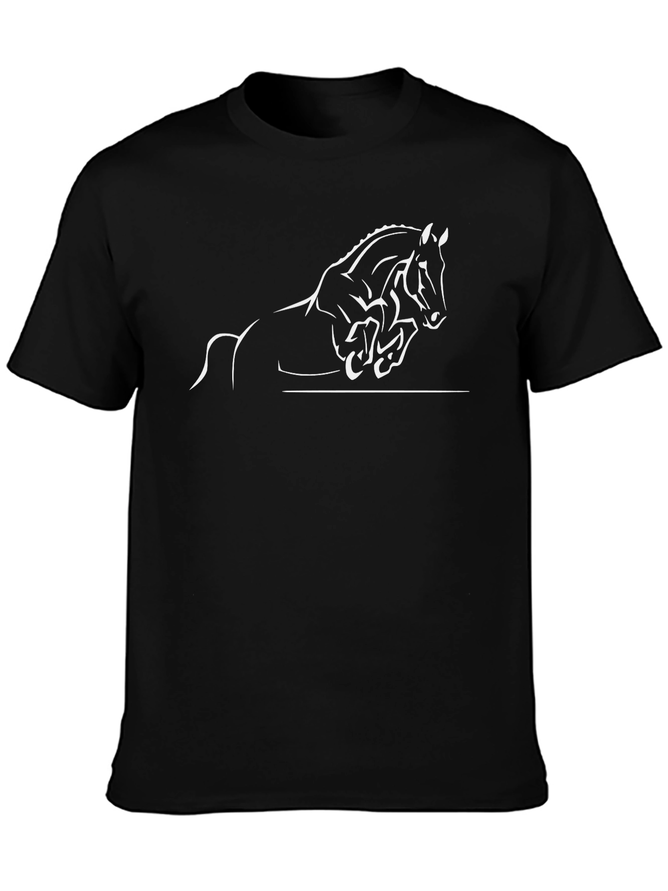 Horse Graphic Tee - Black Cotton T-Shirt