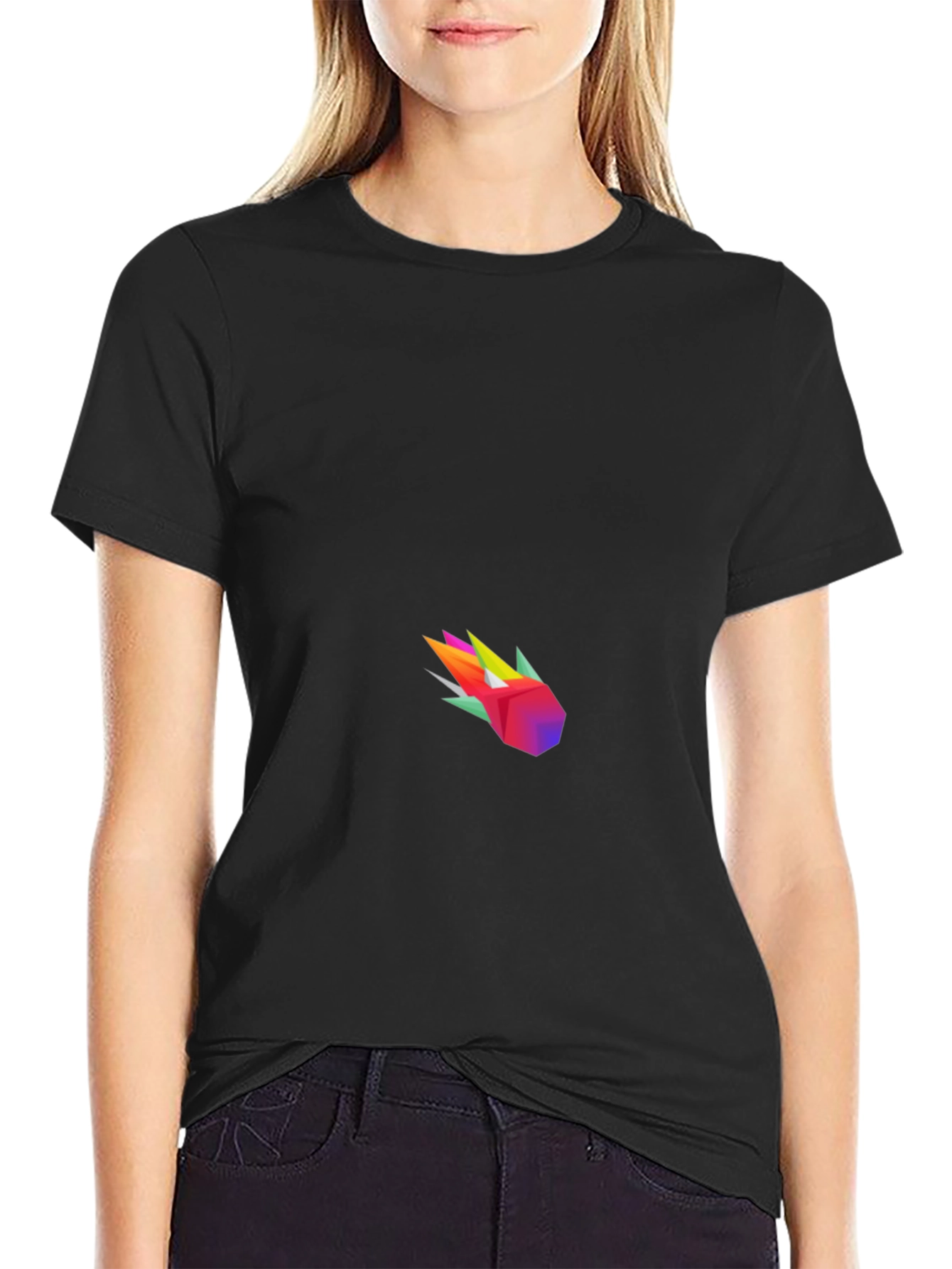 Geometric Comet Graphic Tee - Modern Black T-Shirt