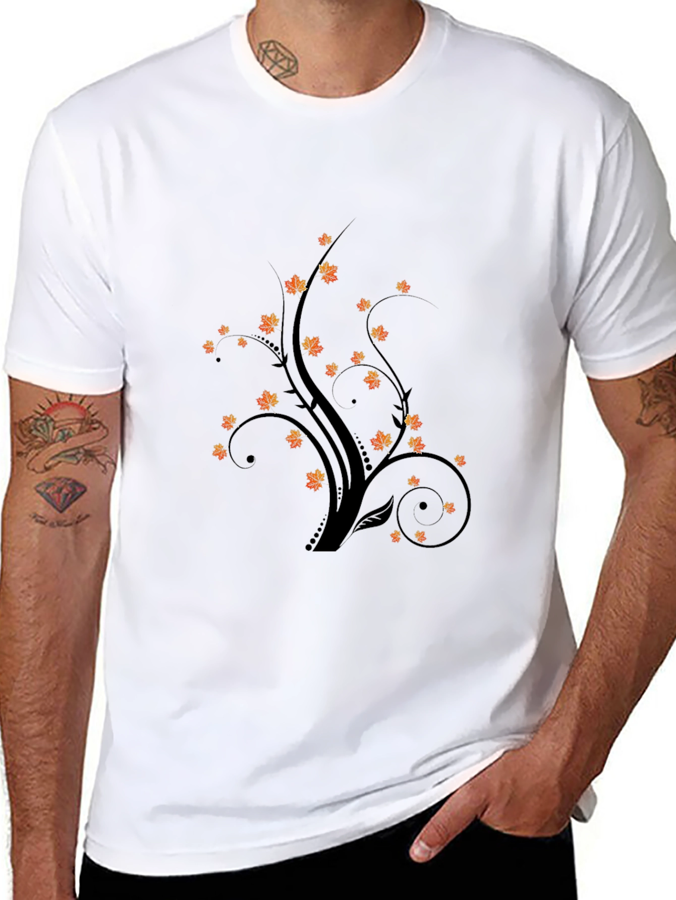 Autumnal Tree Graphic Tee - Black
