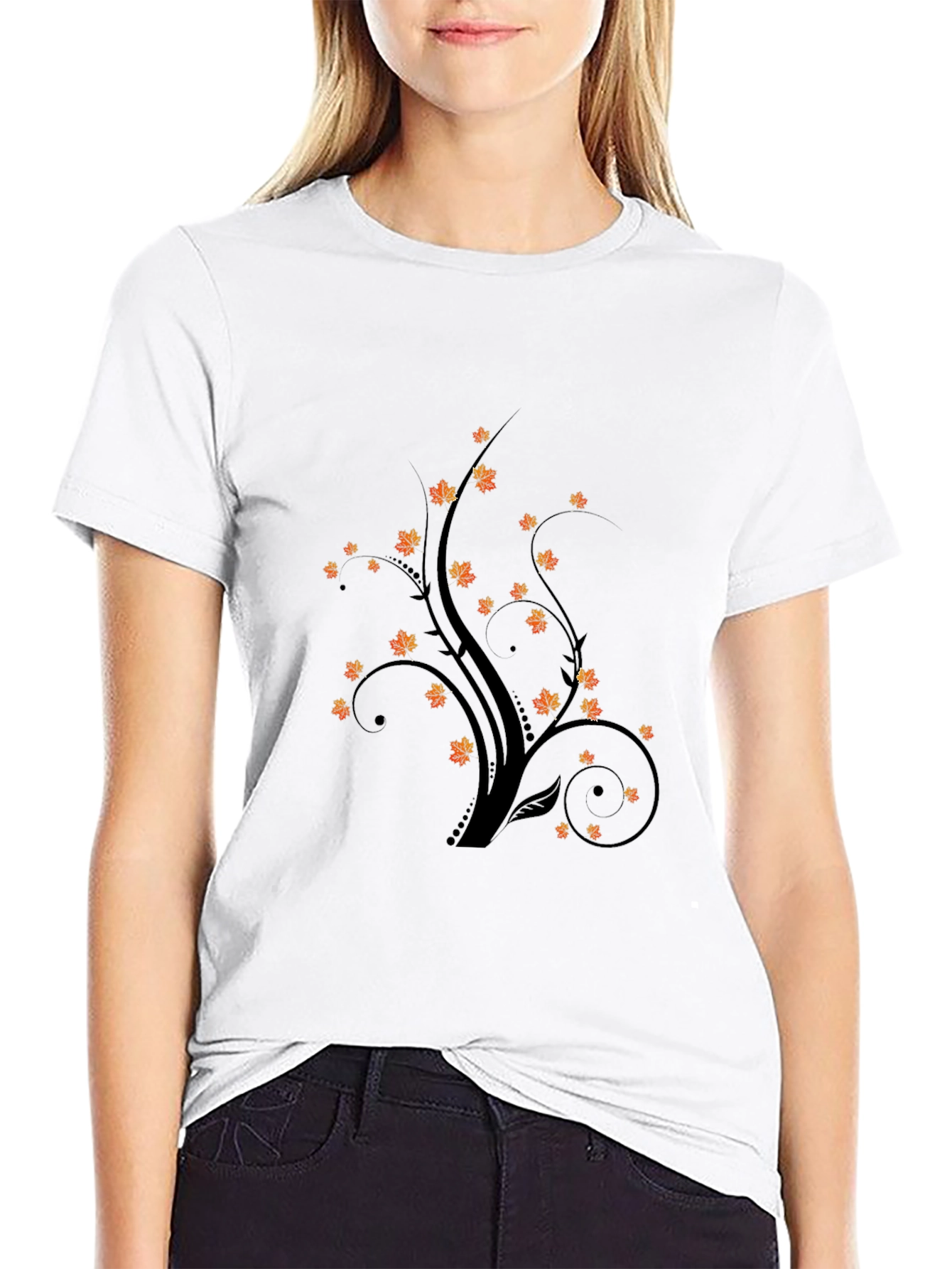 Autumnal Tree Graphic Tee - Black