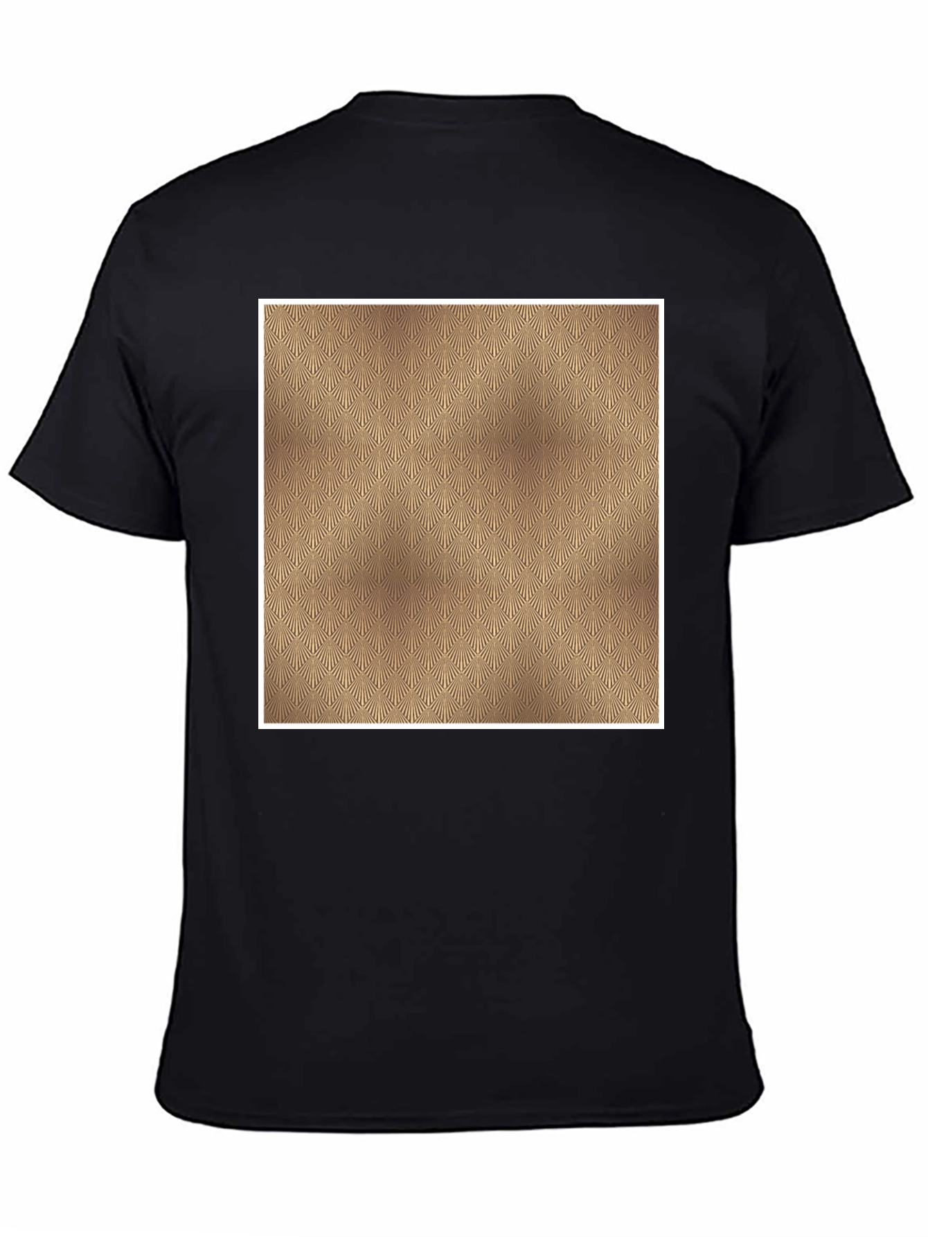 Mens Black Tee with Geometric Gold Pattern