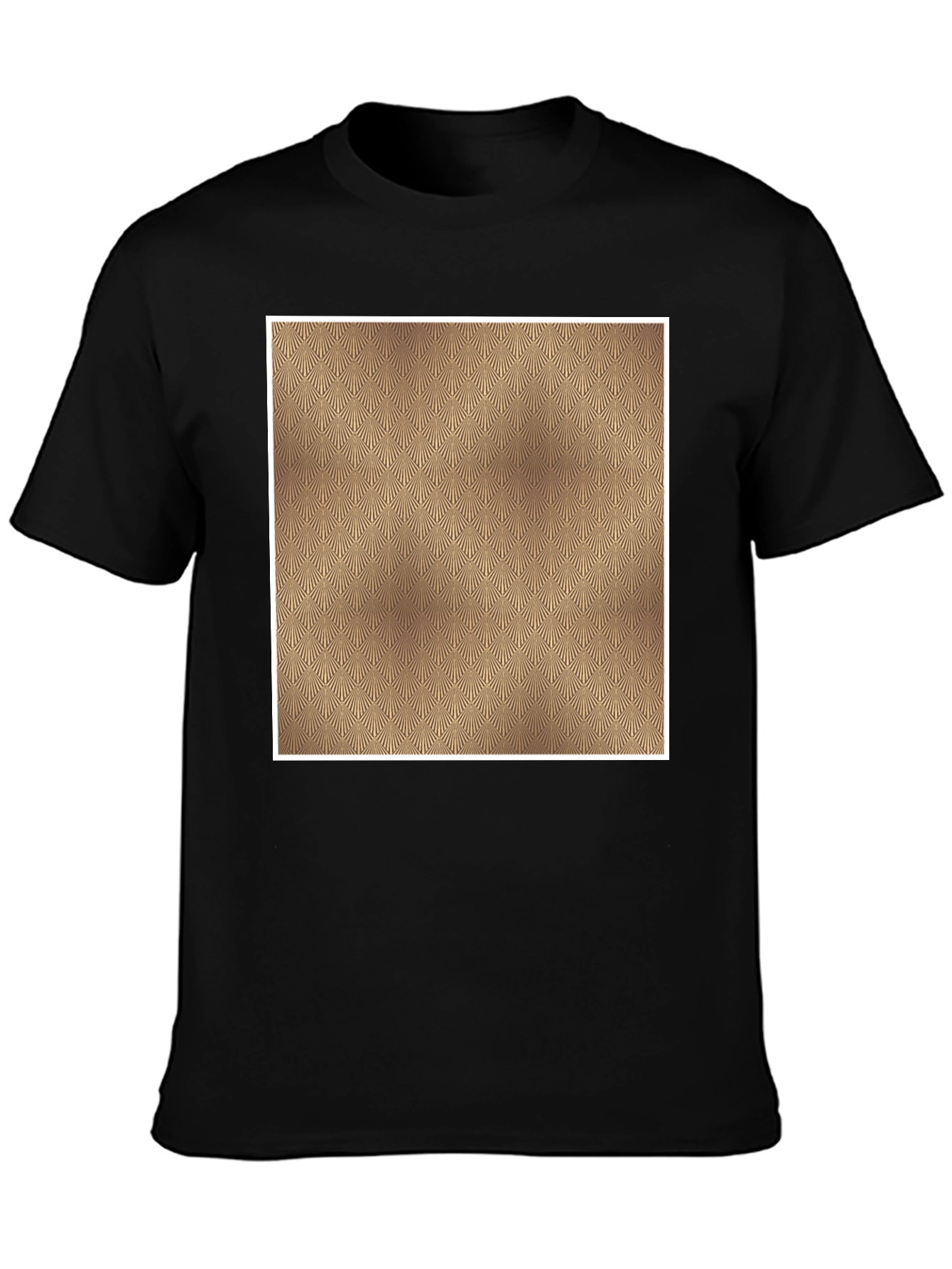 Mens Black Tee with Geometric Gold Pattern