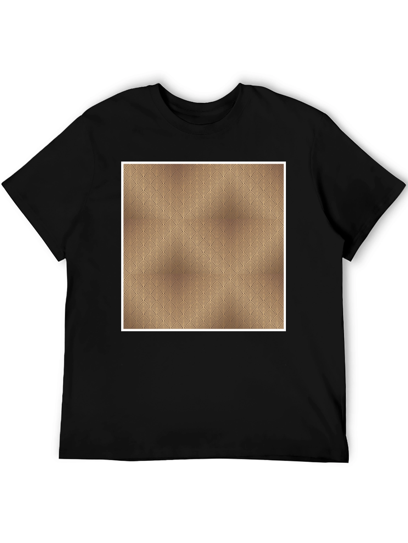 Mens Black Tee with Geometric Gold Pattern