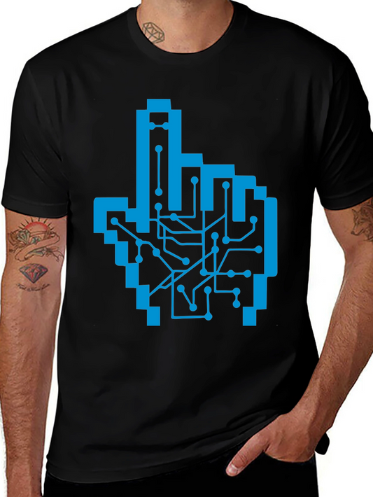 Pixel Hand Circuit Board Graphic Tee - Black