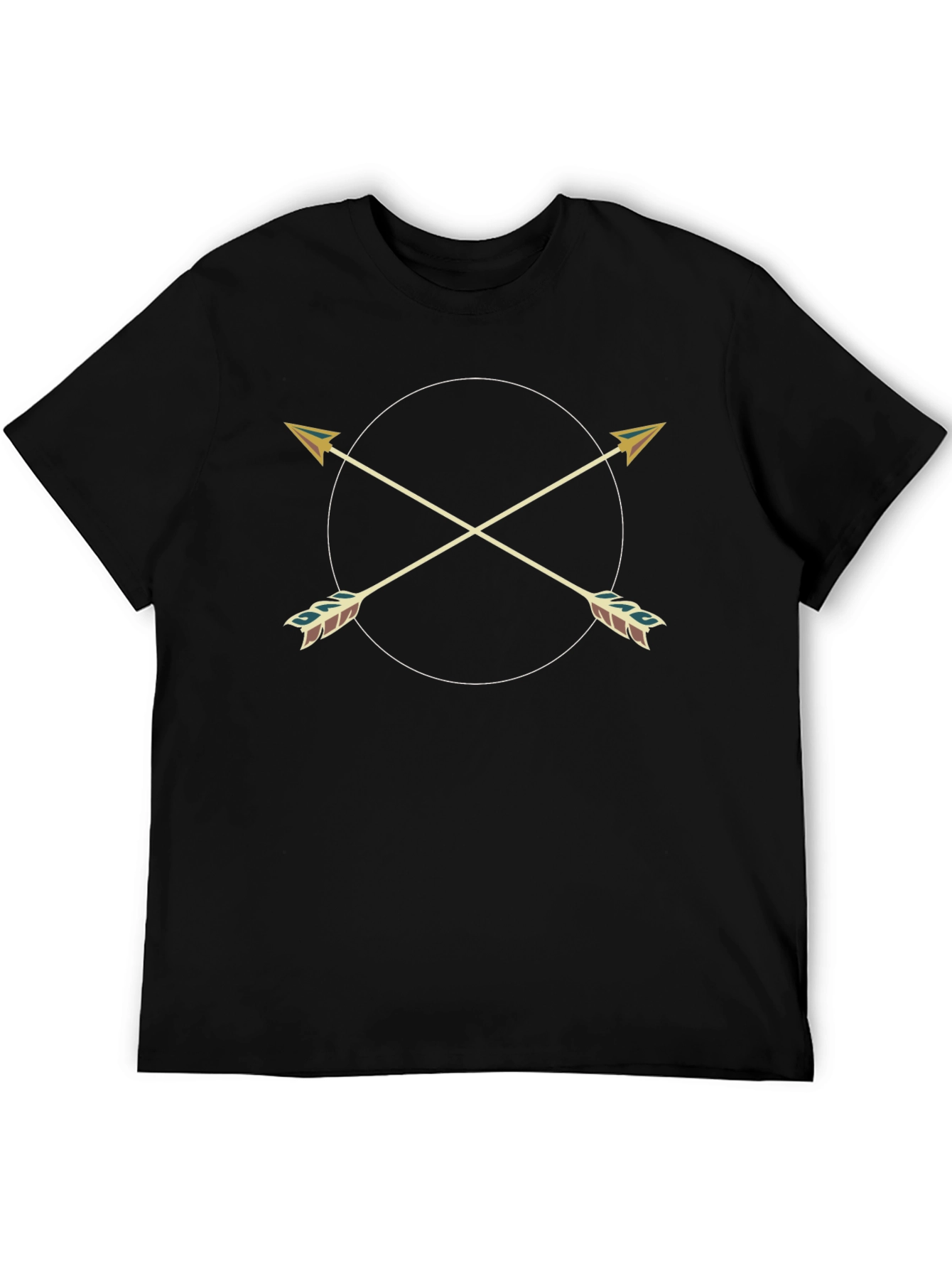 Graphic Tee: Arrow Circle Design - Casual Black T-Shirt