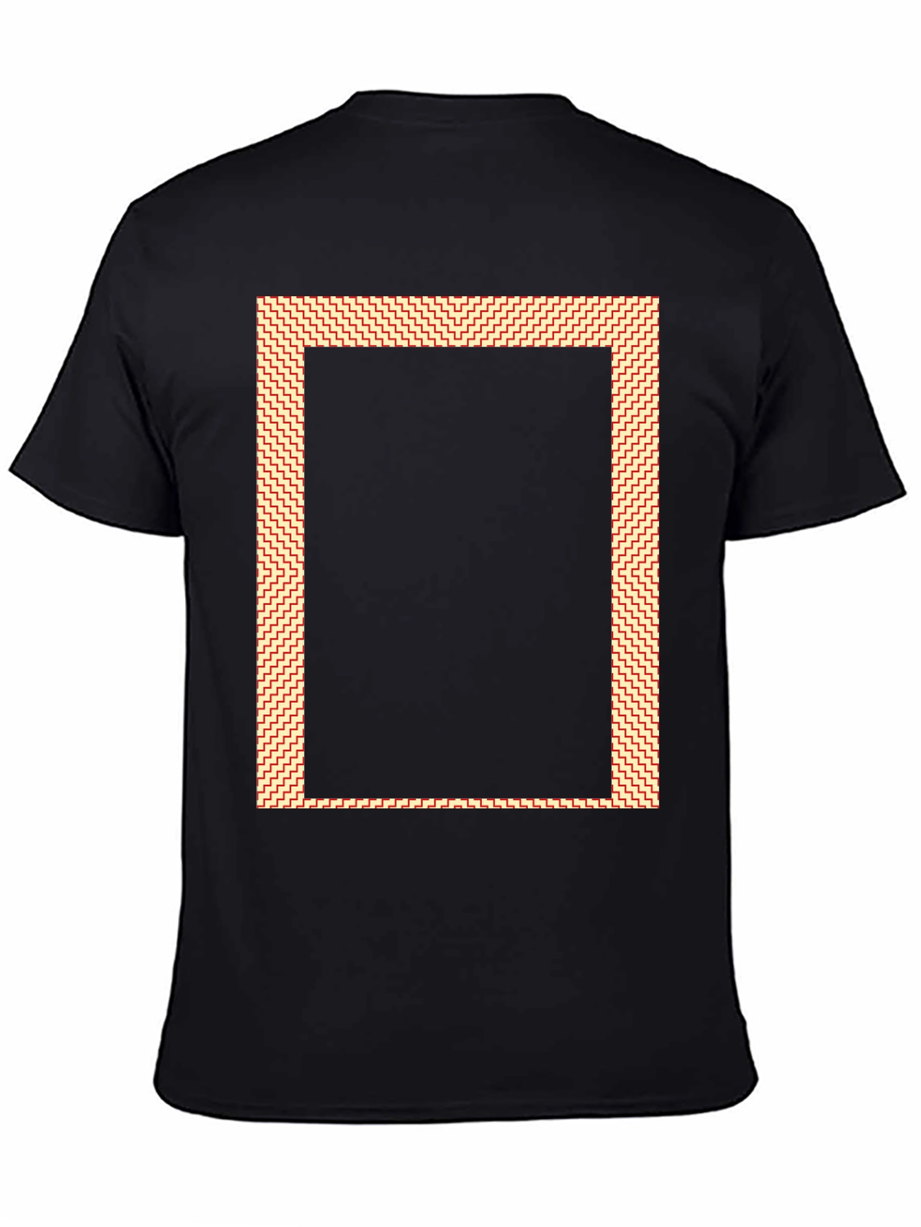 Modern Graphic Tee - Black with Patterned Border