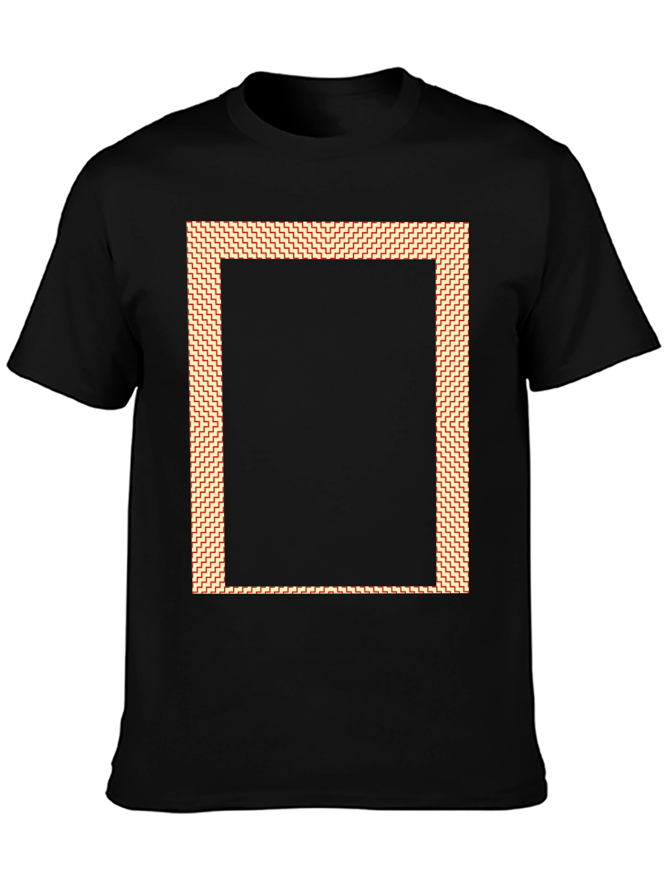 Modern Graphic Tee - Black with Patterned Border