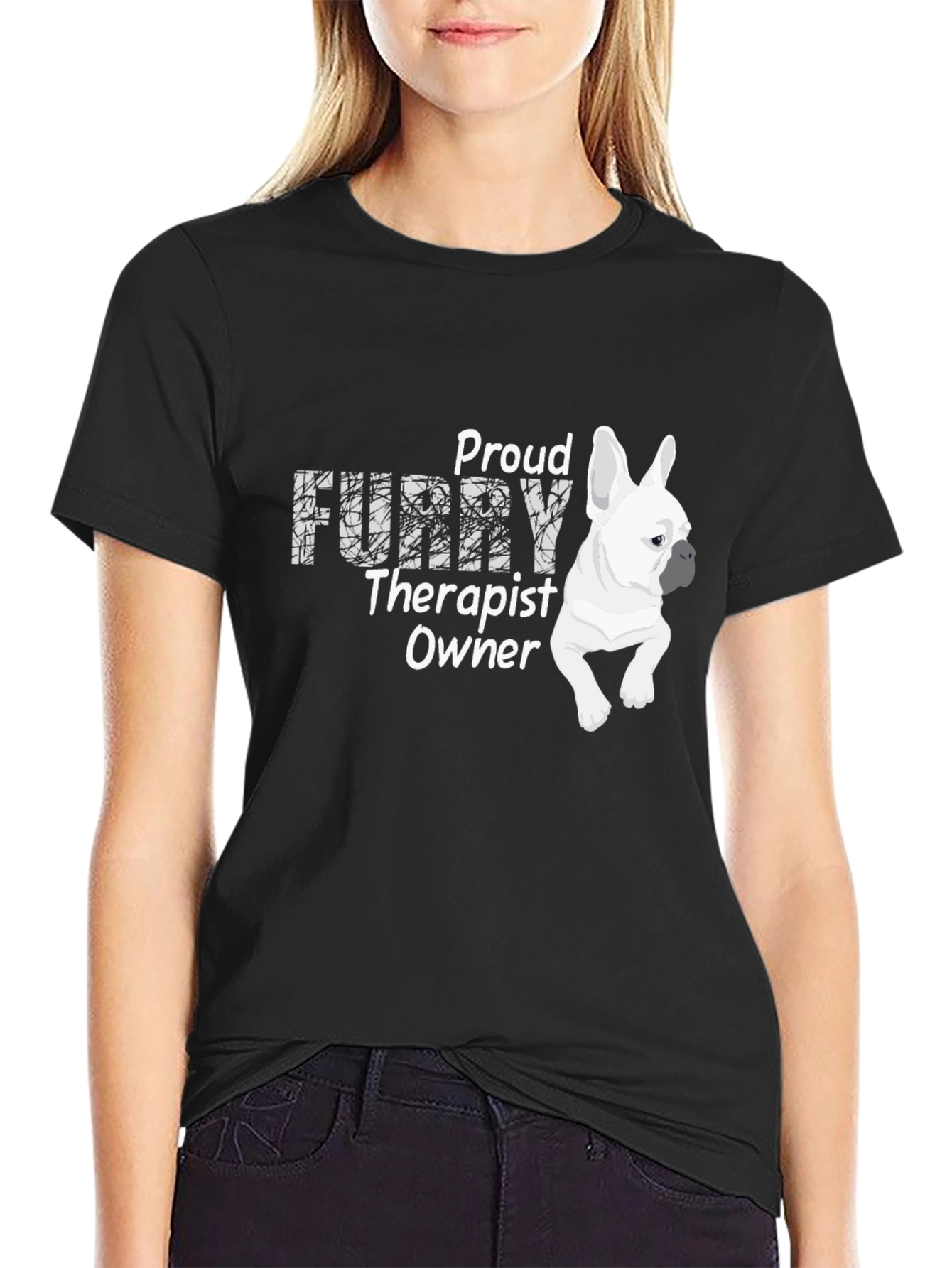Proud Furry Therapist Owner Black T-Shirt