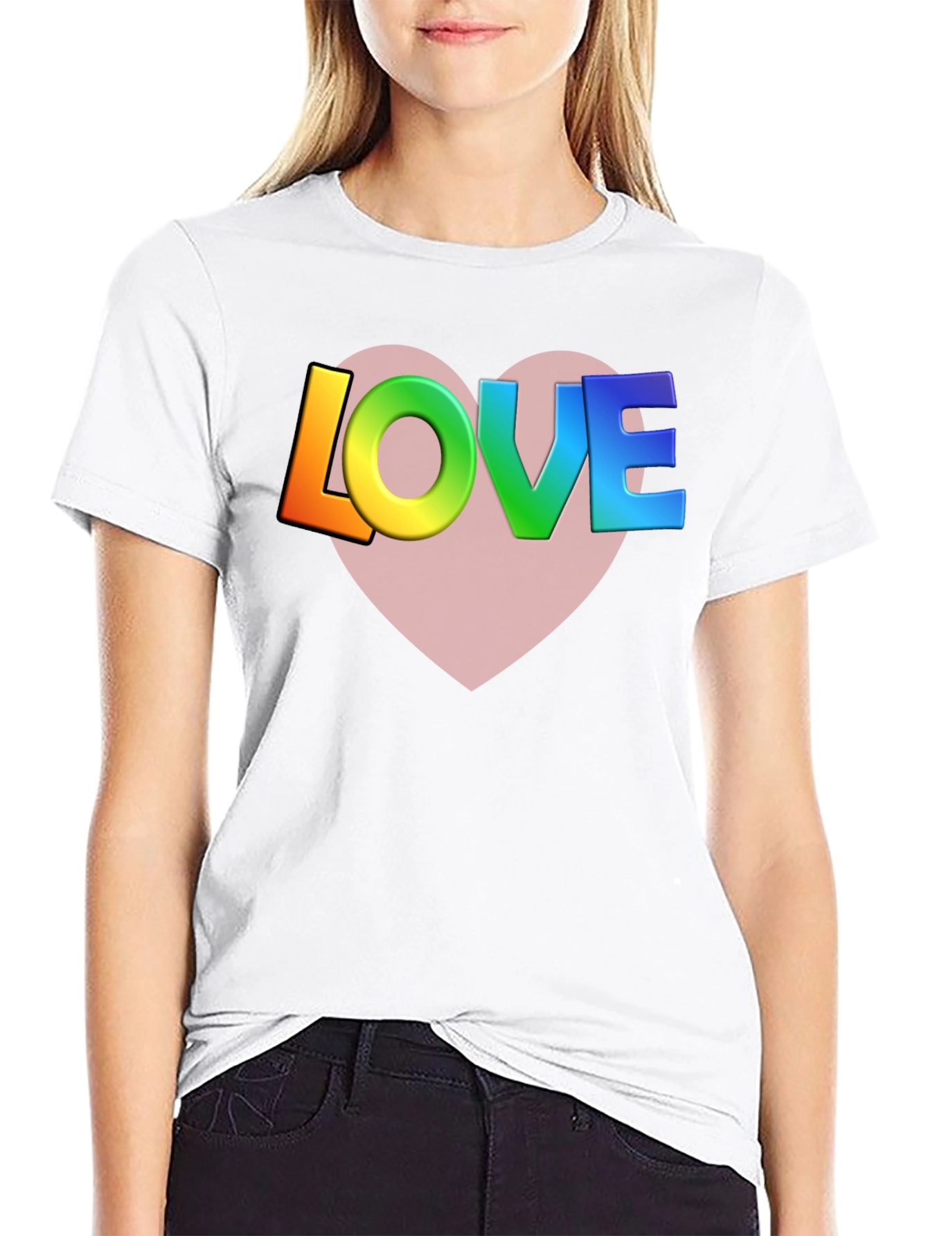 Rainbow LOVE Heart Graphic T-Shirt