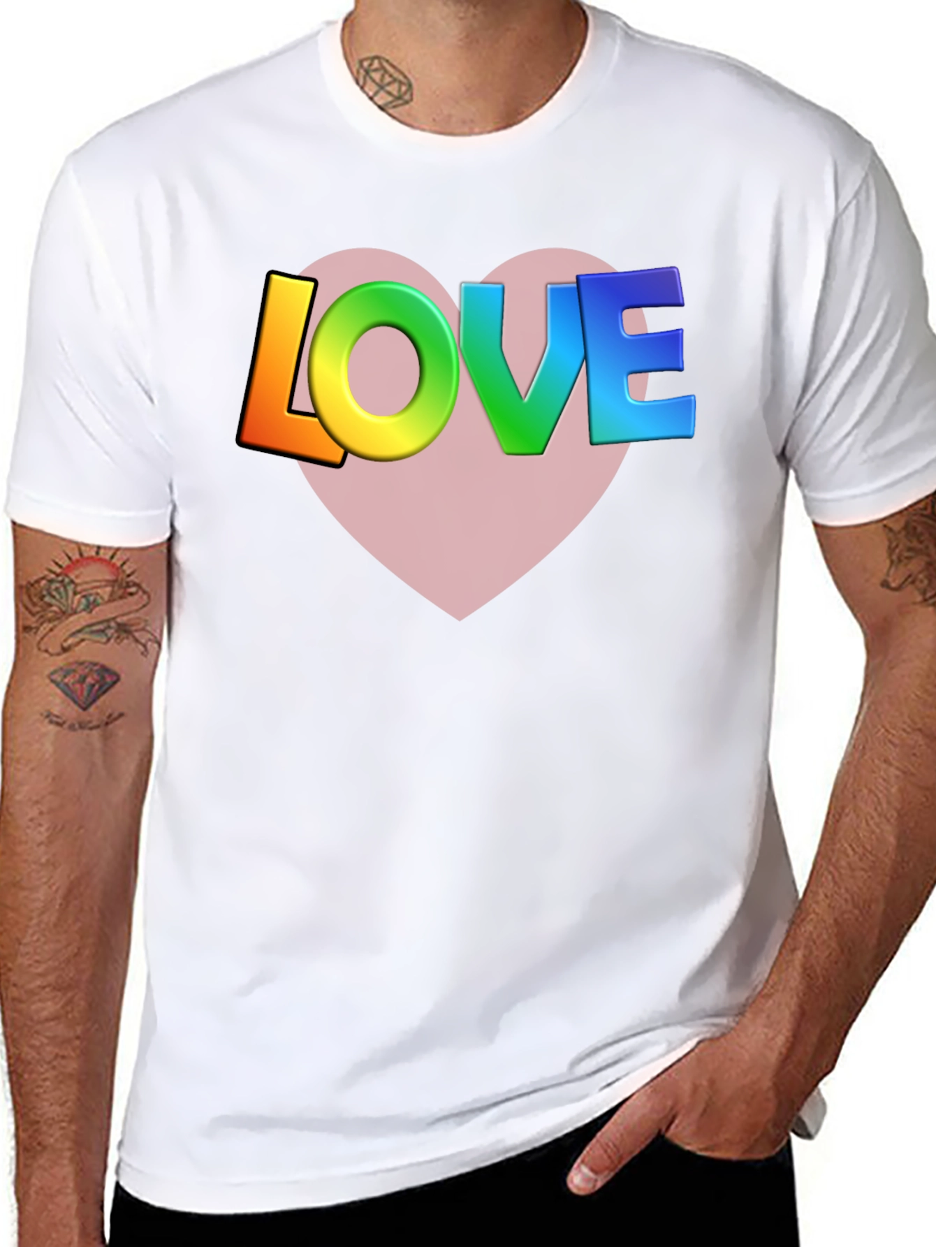 Rainbow LOVE Heart Graphic T-Shirt