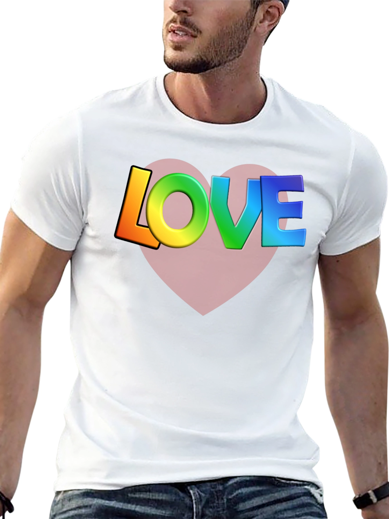 Rainbow LOVE Heart Graphic T-Shirt
