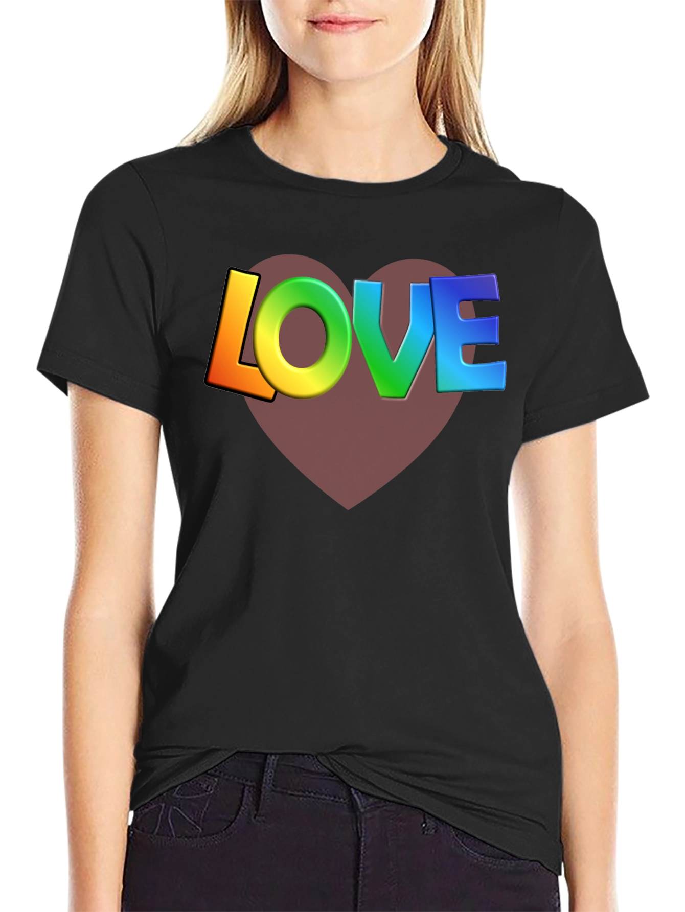 Rainbow LOVE Heart Graphic T-Shirt