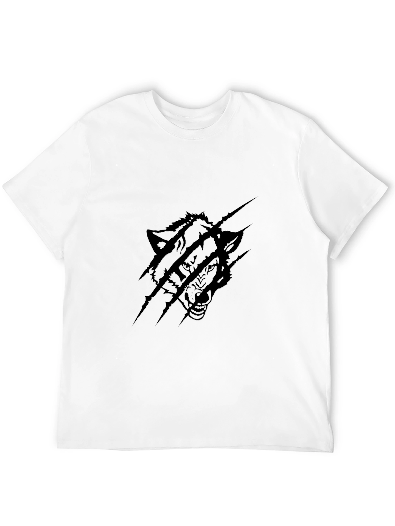Mens Black Wolf Graphic Print T-Shirt