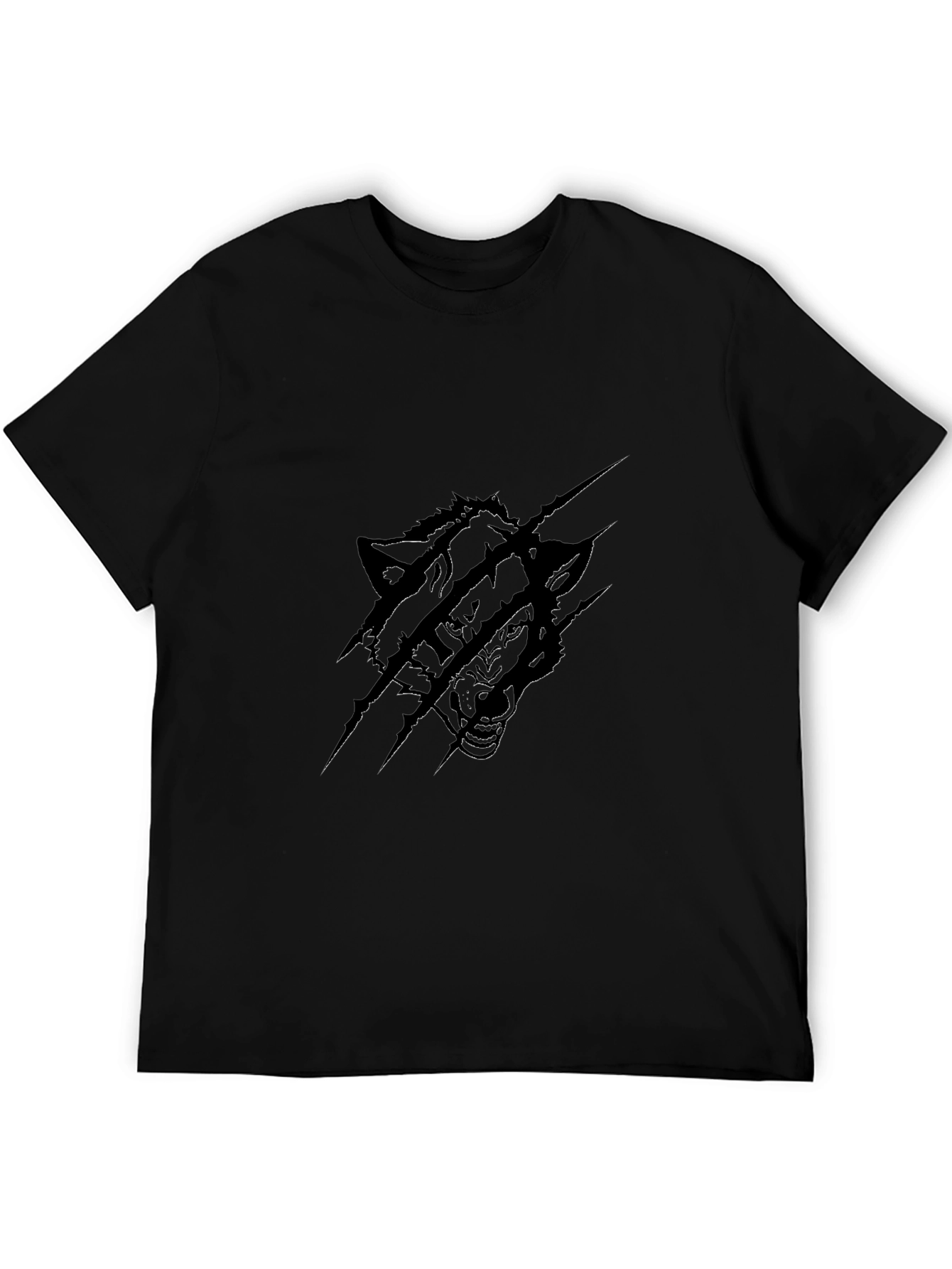 Mens Black Wolf Graphic Print T-Shirt