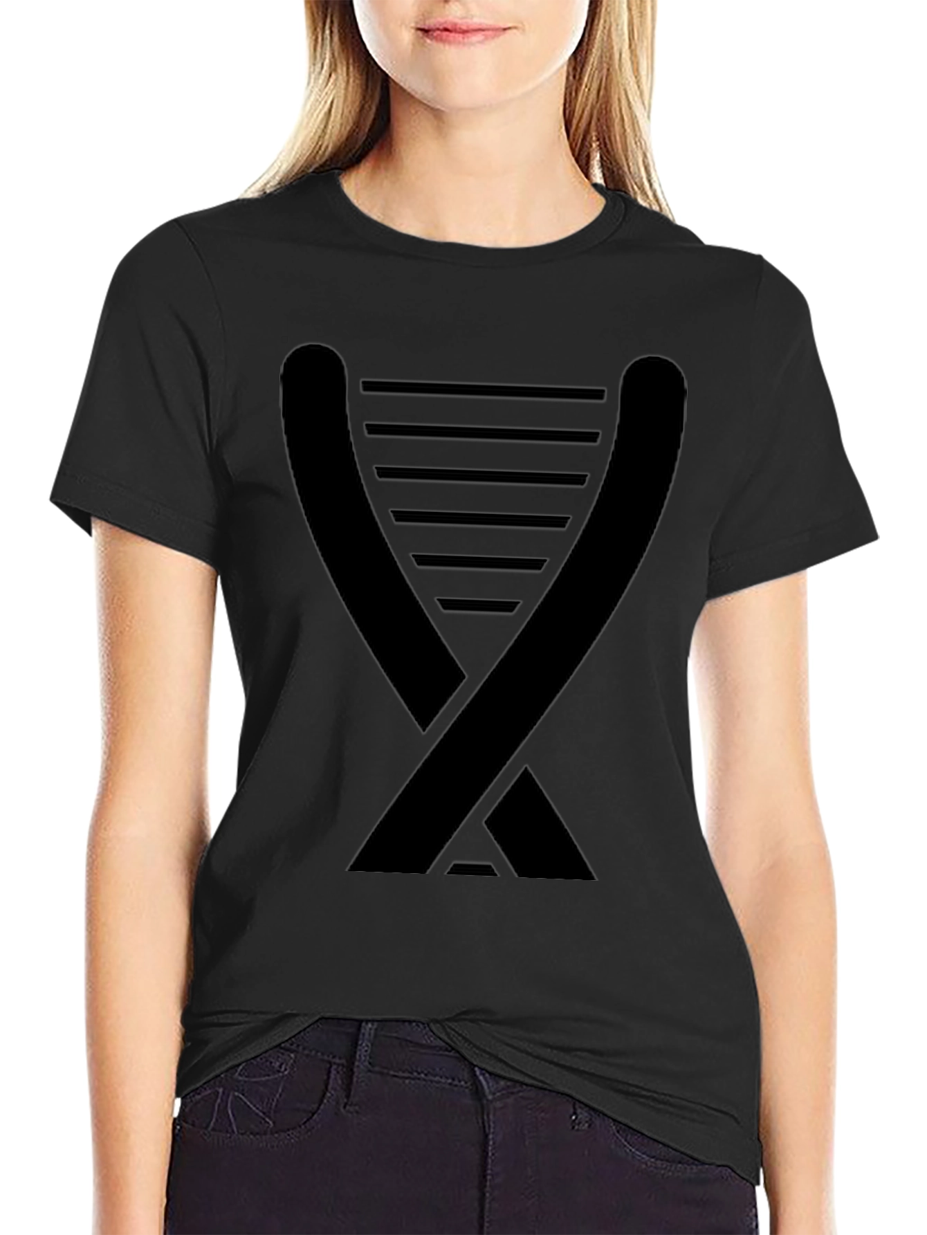 Modern Geometric Black T-Shirt