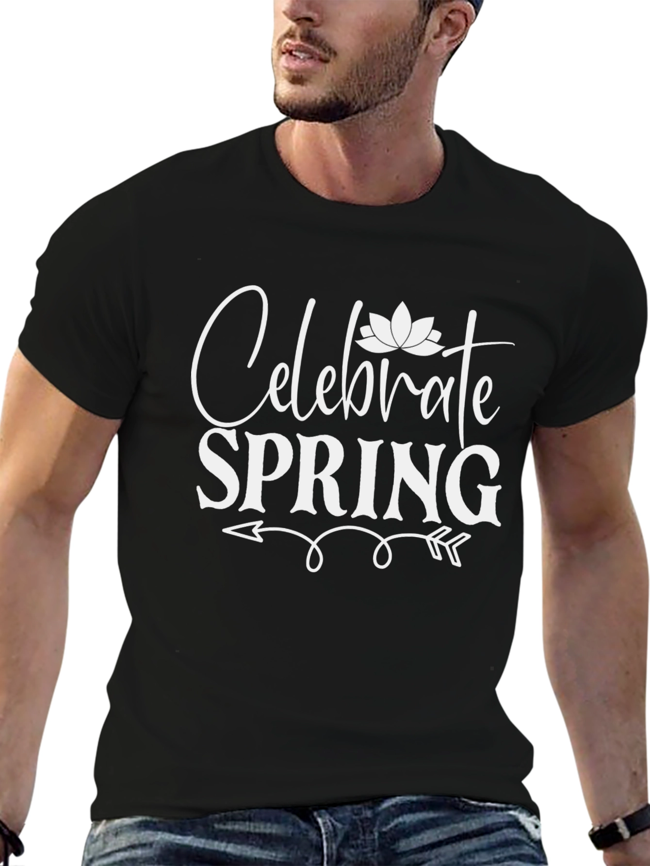 Celebrate Spring Black Graphic T-Shirt